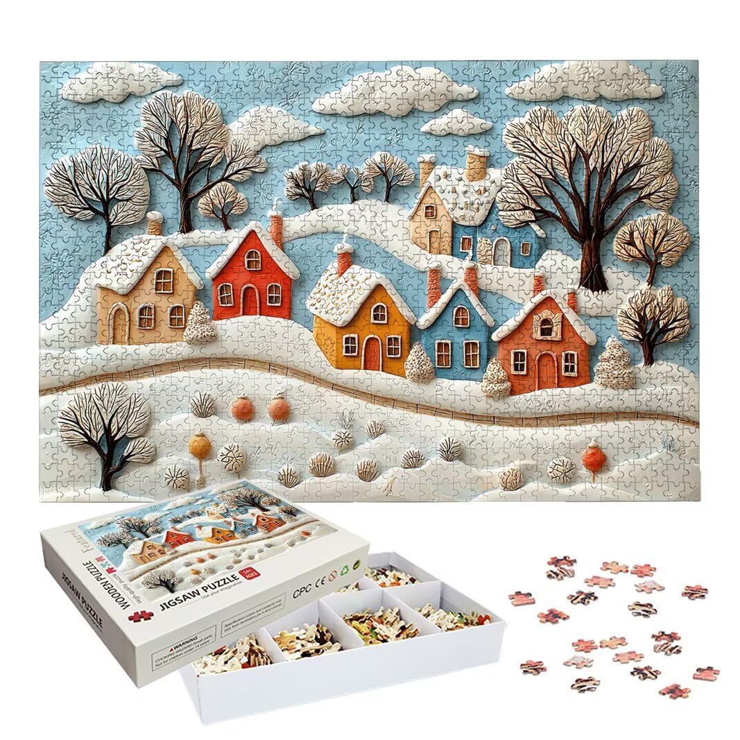 Puzzle zimowe Puzzle 1000 sztuk dla dorosłych, prezent dla kobiet/mężczyzn