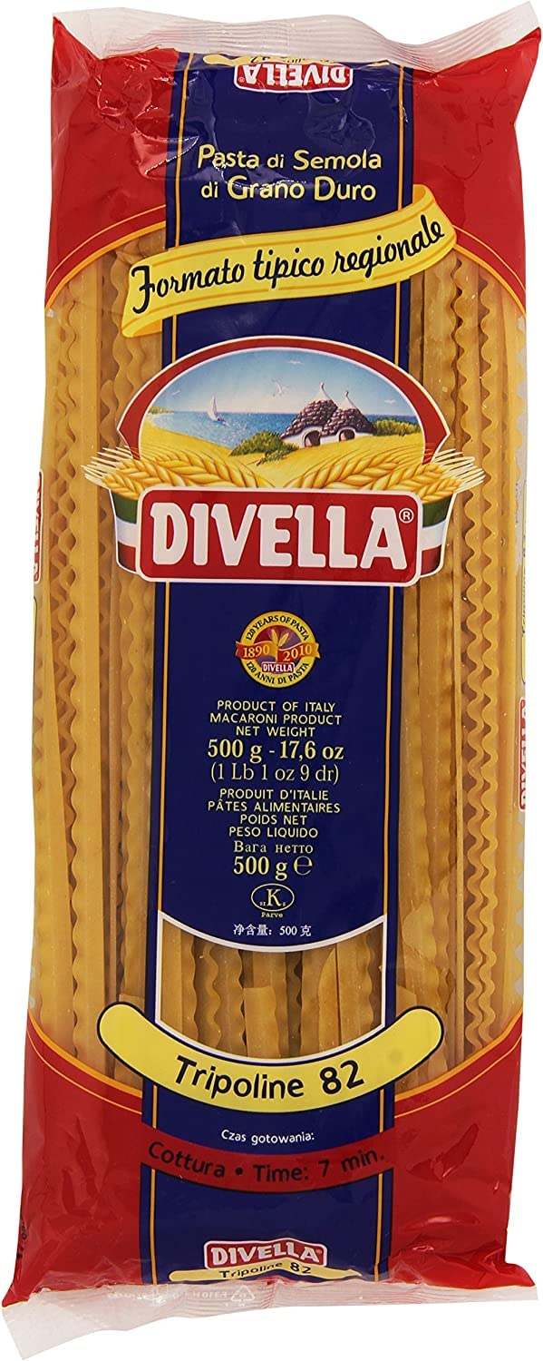 20 pastas Divella 100% Italiano N° 82 Tripoline 500 gr
