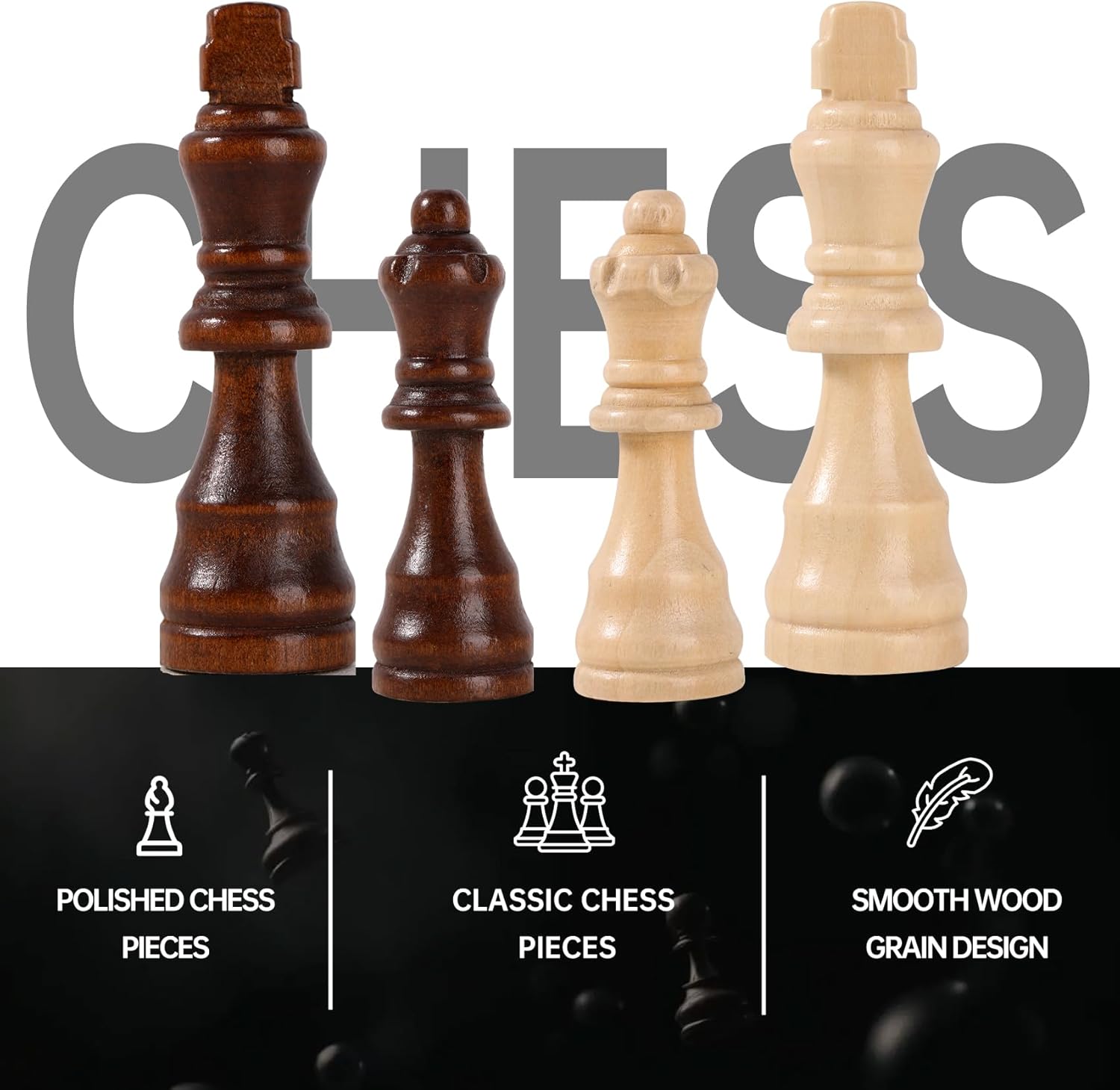 Wooden Chess Set 15 Inch - Classic Handcrafted Game Board for Adults with Extra Queen Pieces and Storage Box - Ideal for Home and Travel -Magnetic - Image 6