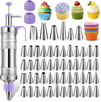 NOVANO Dessert Decorating Syringe Set, Frosting Piping Kit