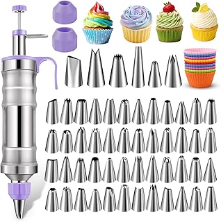 NOVANO Dessert Decorating Syringe Set, Frosting Piping Kit Stainless Ste...