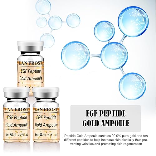 Miniatura 5 de BB Booster Serum Kit de suero de ácido hialurónico Esencia Kit de cuidado de la piel, péptido EGF Gold Ampolla 0.27oz 12 viales, tratamiento facial