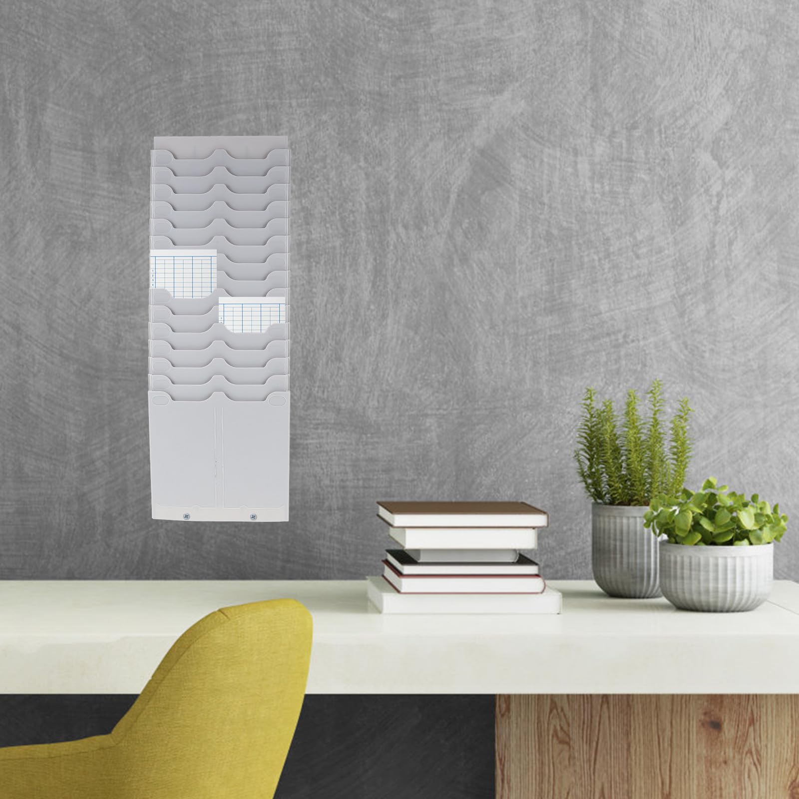 ifundom Étagère à Cartes Pratique en Plastique 30 Emplacements pour Bureau ou Entrepôt, Organisateur Mural Extensible et Élégant pour Fiches de Présence