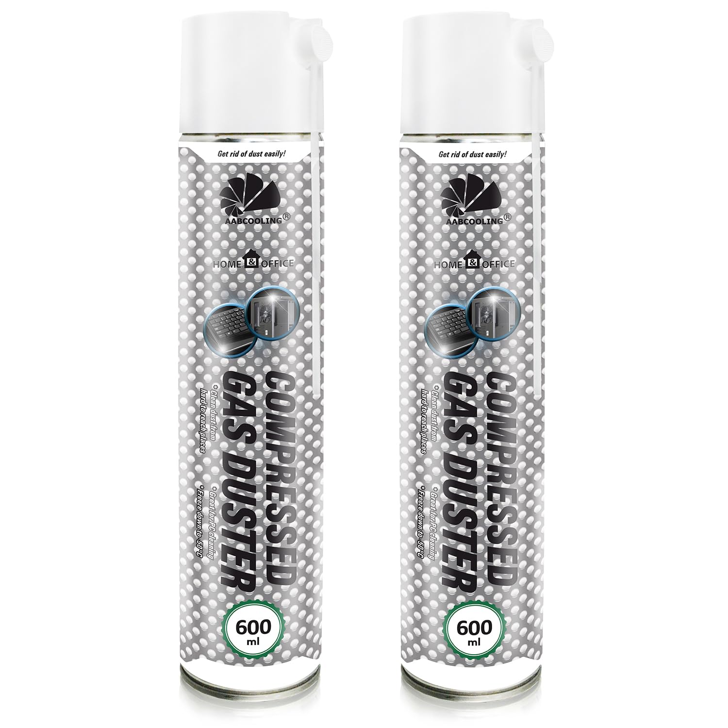 AABCOOLING Aspirateur pour Ordinateurs (2 x 600 ML) – Dépoussiérant Bureau, Nettoyage PC, Laptop, Clavier, Radiateurs, Écran, Aérosol d'air Comprimé