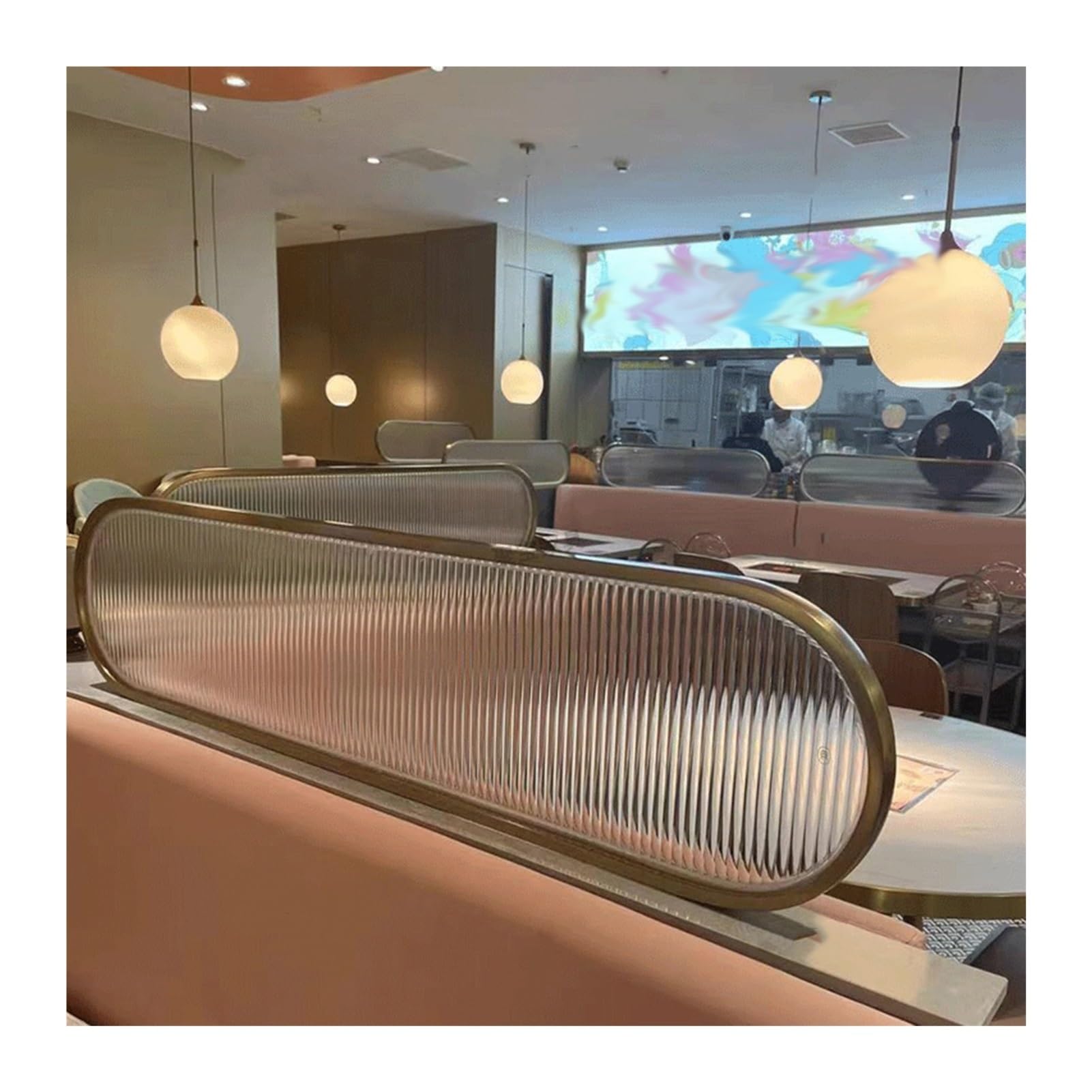 GDMDPTE Translucent Striped Glass Room Dividers for Dining Areas Stylish Decorative Partitions for Restaurants & Offices Countertop Standing Screens (30x80cm/11.8x31.5in)