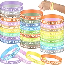 Sprifityy Motivationsarmbänder auf Deutsch,20.2 cm Inspirerende Zitate Silikonarmband,Inspirierende Geschenke mit positiven Sprüchen,Geeignet für Kinder,Jugendliche,Frauen,Männer