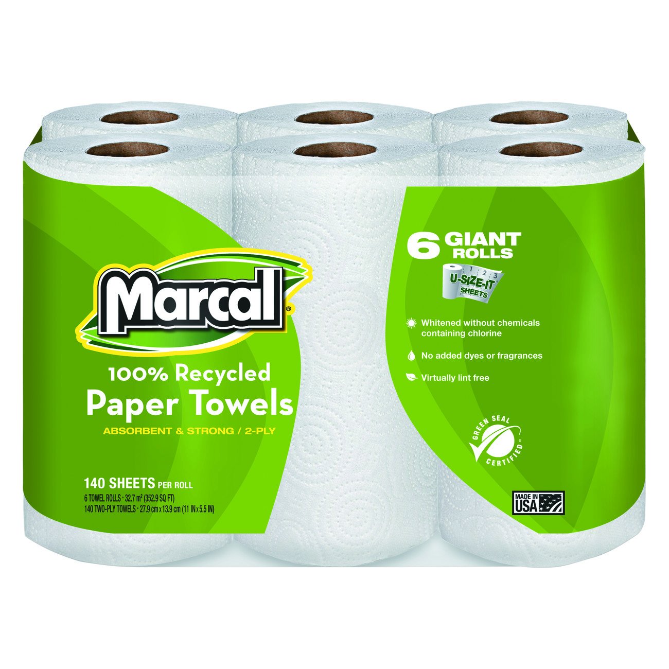 Marcal 6181PK 100% Recycled Roll Towels, 5 1/2 x 11, 140 Per Roll (Case of 6 Rolls)