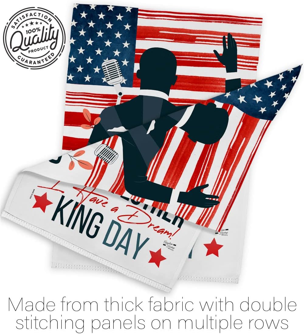 Martin Luther King Day Garden Flag - Set Wall Hanger Patriotic MLK Civil Right Stars United State American - House Decoration Banner Small Yard Gift Double-Sided Made In USA 13 X 18.5