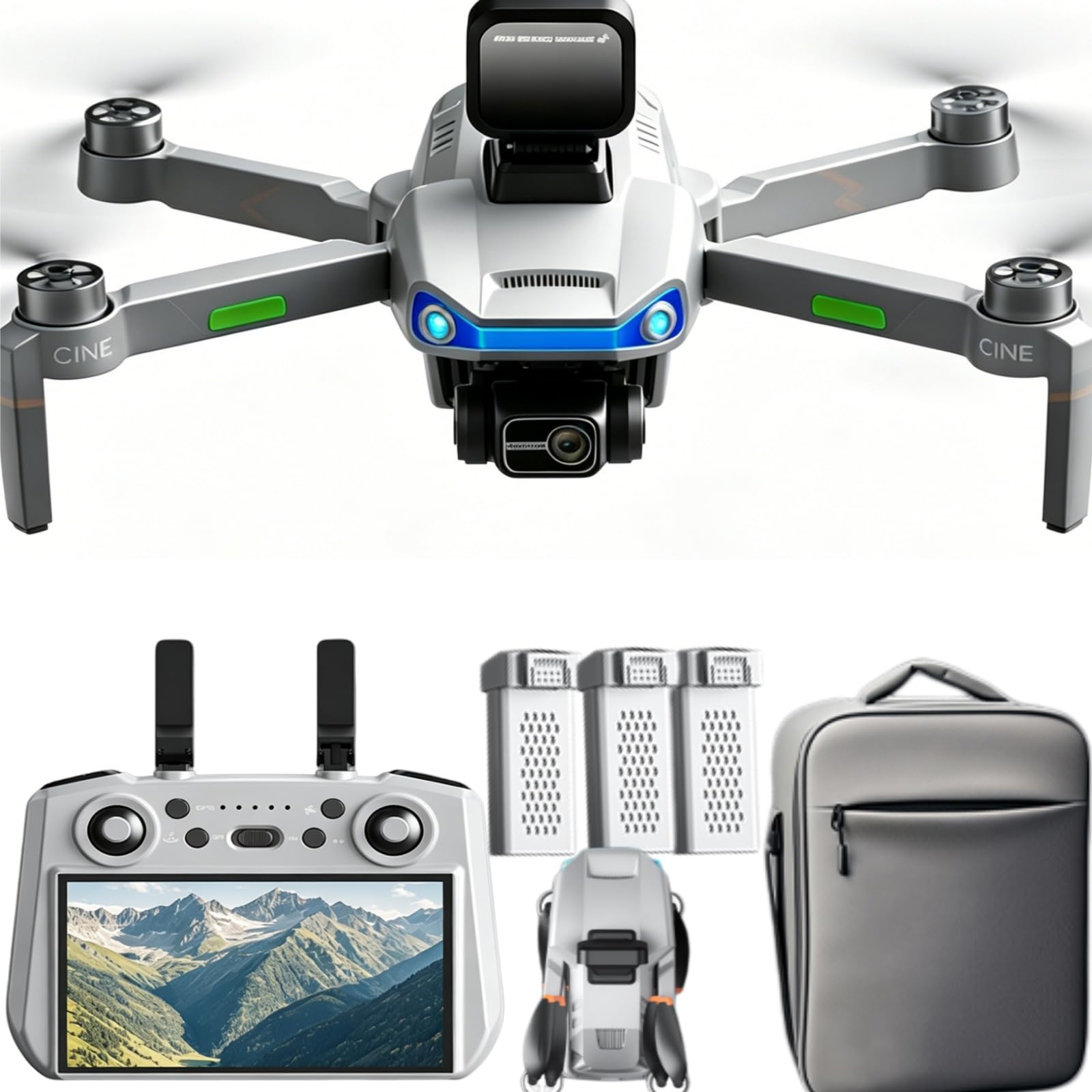 AE3 ProMax 4K Camera Drone for Adults,3 Batteries,Gray