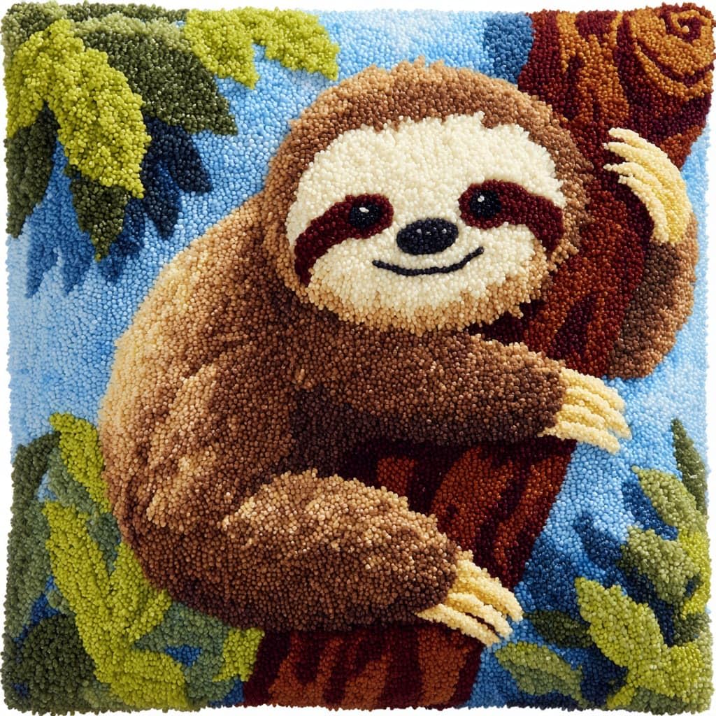Henypt Latch Hook Pillow Kit,Latch Hook Kits, Sloth