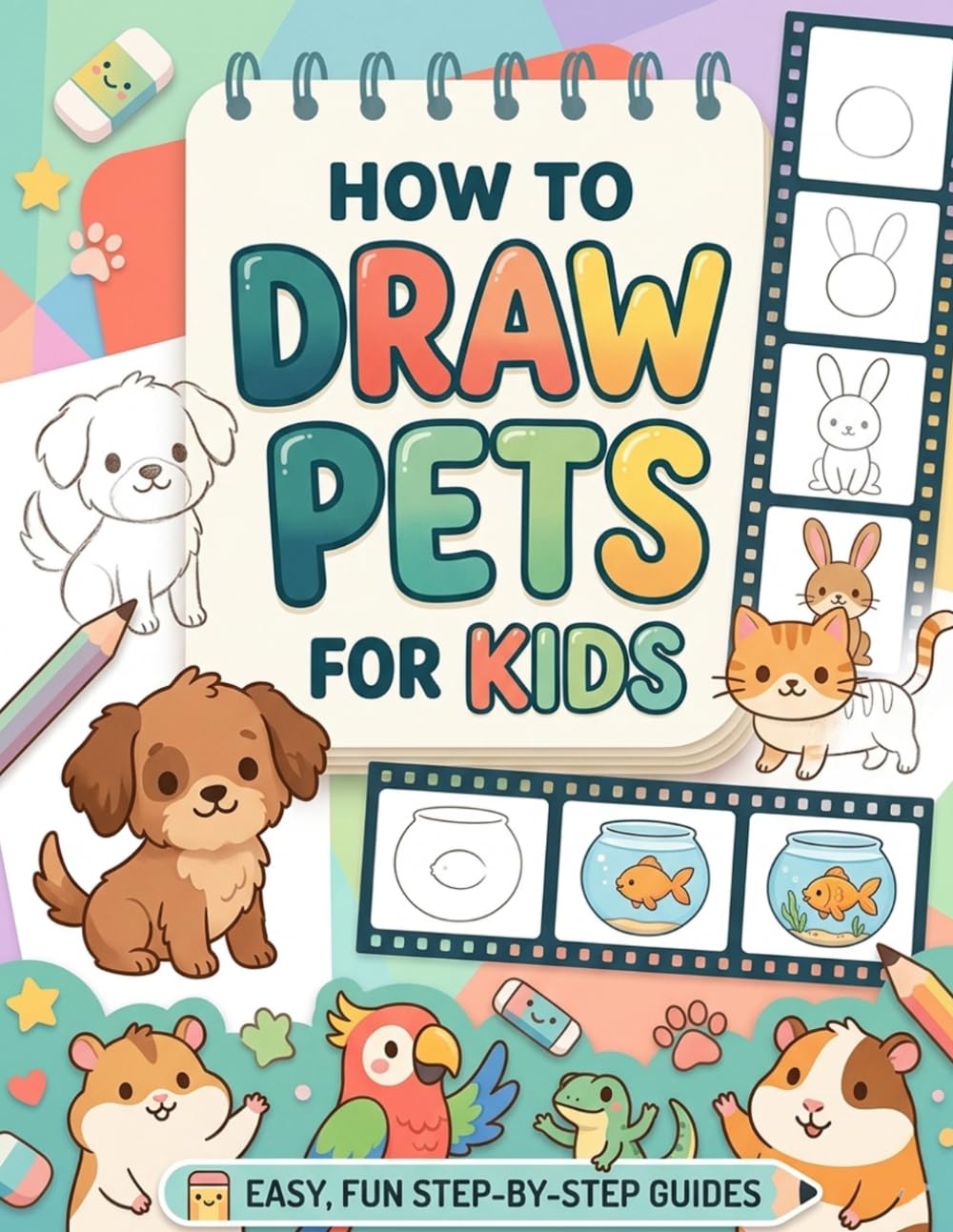 How to Draw Pets for Kids: Learn to Draw Cute Animals Step by Step for Beginners | A Kids Drawing Workbook with Practice and Coloring Pages to Build Confidence