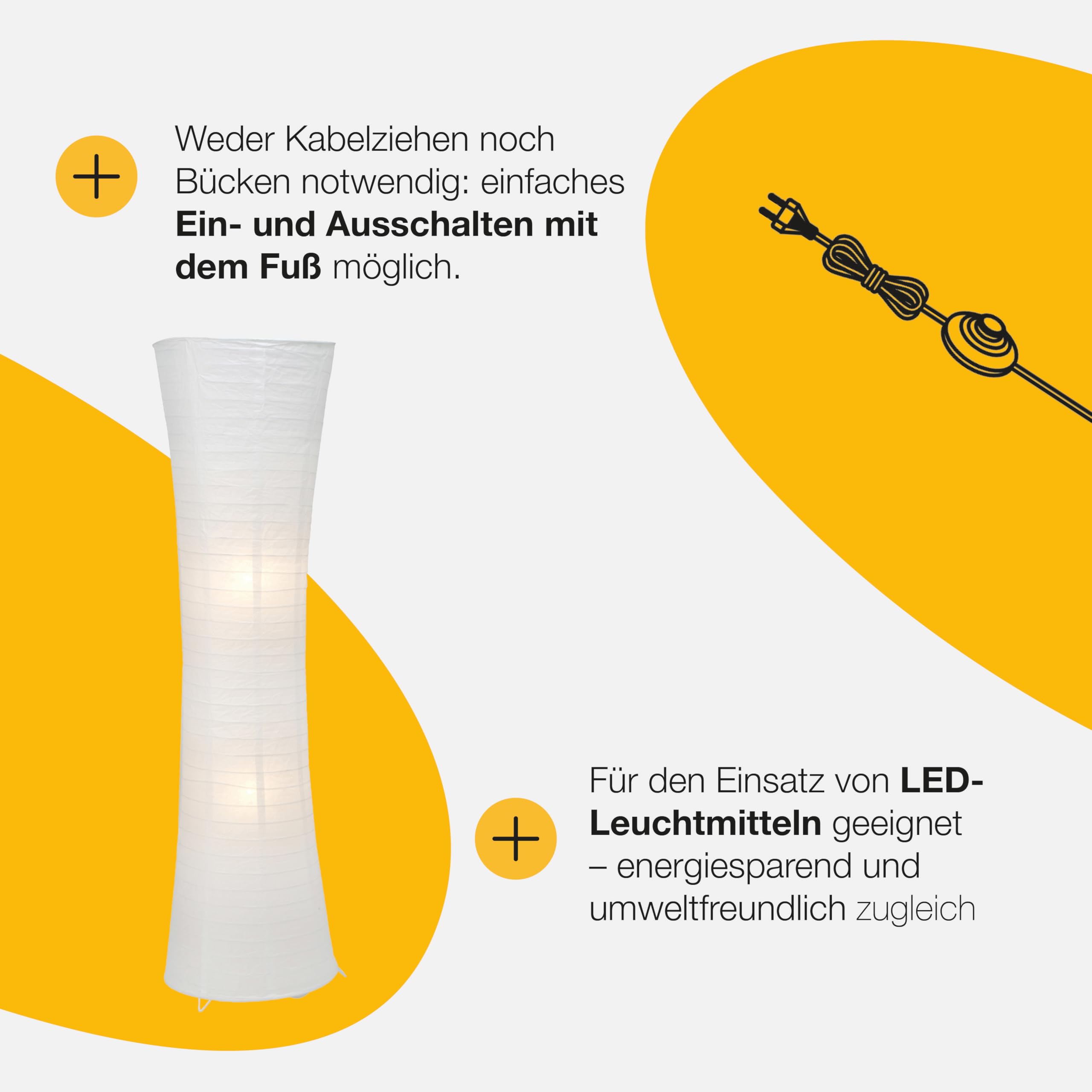 Brilliant Lampe Becca Standleuchte weiß | 2x A60, E27, geeignet für Normallampen (nicht enthalten) | Mit Fußschalter