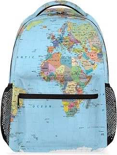 World Map Backpack for Middle High School,Geography Education College Bookbag for Teen Girls Boys, Travel Laptop Backpacks for Womens Men, Elementary Kids School Bag, Casual Daypack