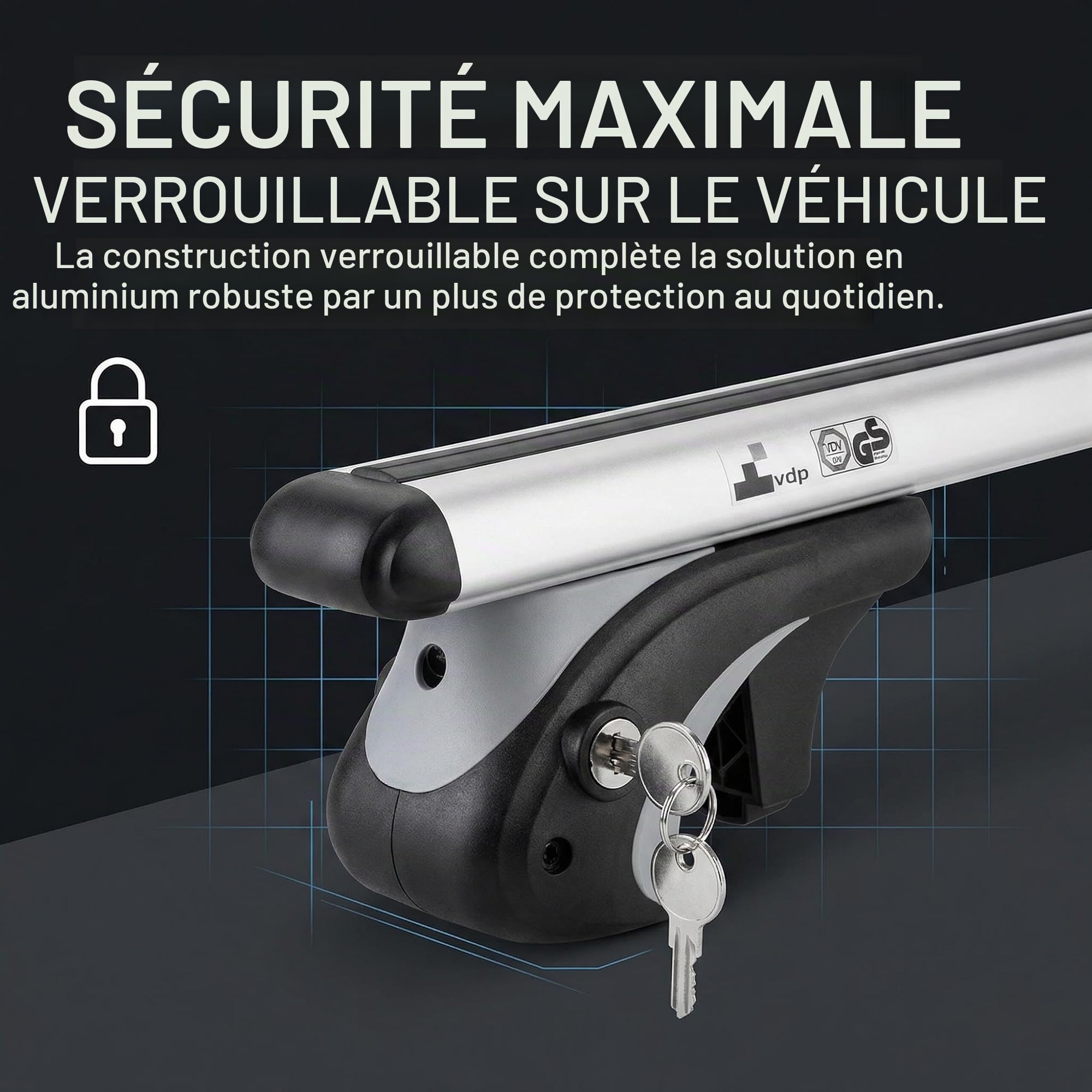 VDP L120 Aluminium Porte-Bagages de Toit pour Un Maximum de 90