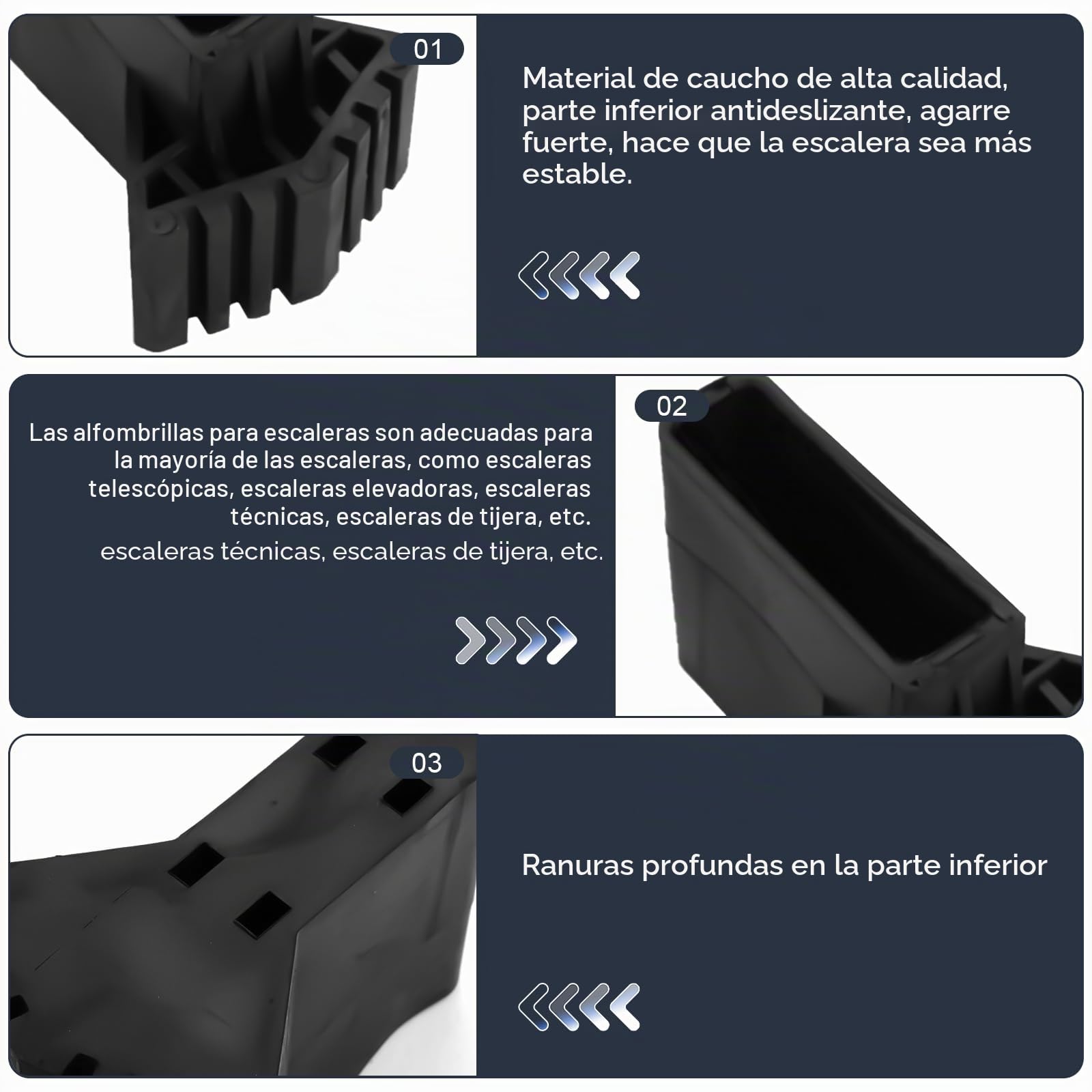 4 Piezas Pies de Escalera, Resistentes al Desgaste Patas Goma Escalera, Escalera Antideslizante Pies Alfombrilla para Escaleras Telescópicas, Escaleras Técnicas, Escaleras de Espiga (Negro) | Pies mate y resistentes al desgaste para escaleras de extensión