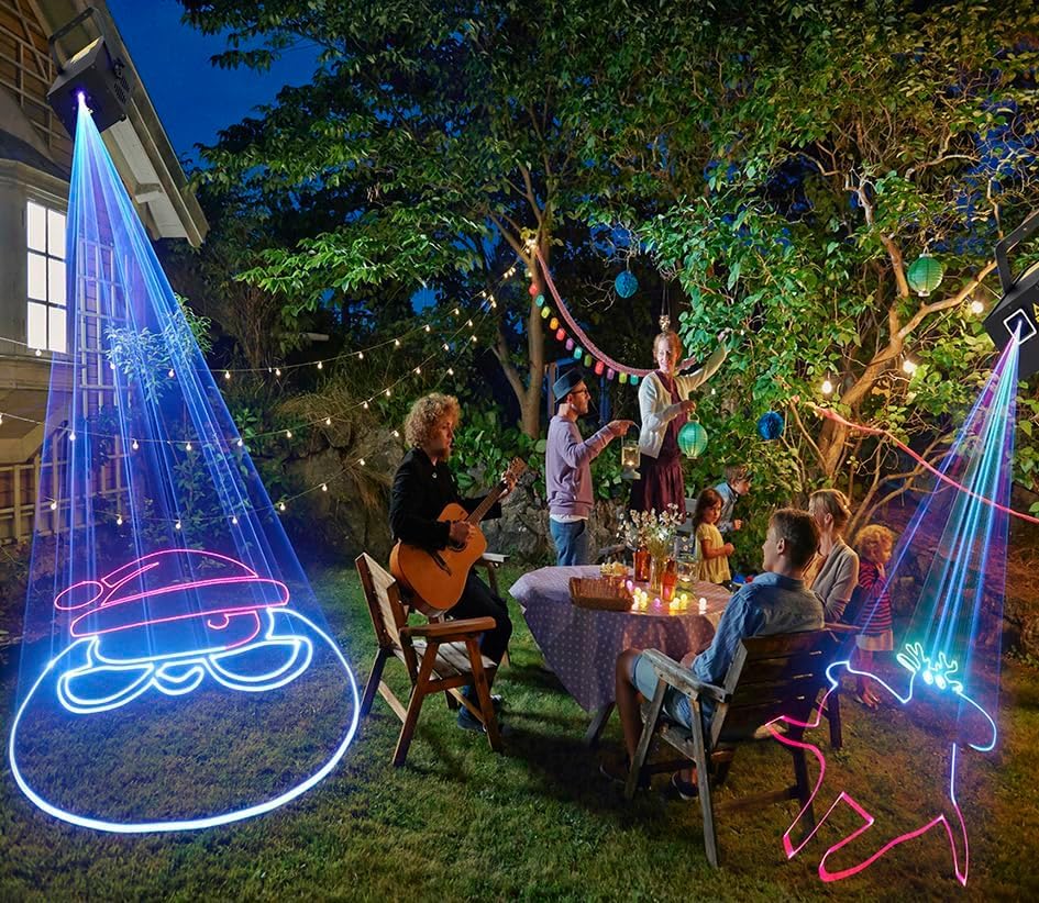 Image of 2W 2000mw RGB Full Color Animation Stage Effect Light DJ Disco Stage Beam Lights with DMX512 XLR Cable for Party Wedding Birthday DJ Disco Bar Club Christmas Event Lighting Show