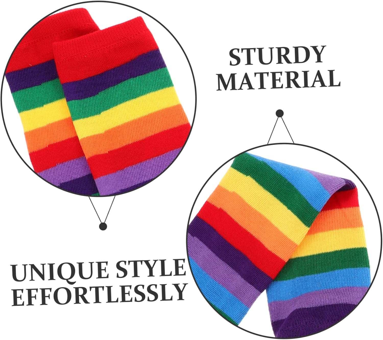 Didiseaon 2Pairs Rainbow Striped Fingerless Gloves Knitted Arm Warmers for Women Soft Durable Pride Accessories for Costume and Everyday Wear