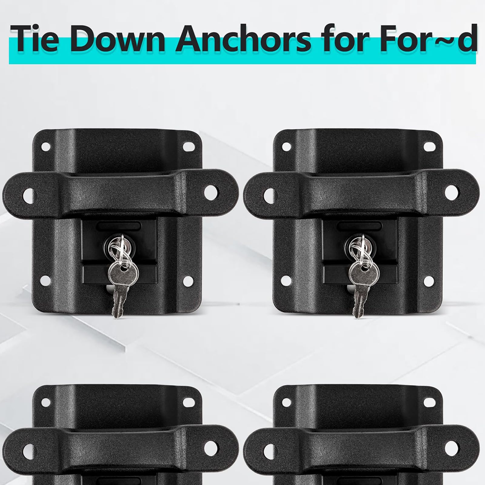Amarres de acero con cerradura para camiones F350 2015-2025, 4 anclajes y soportes, kits de fácil instalación, anclajes de amarre de carga