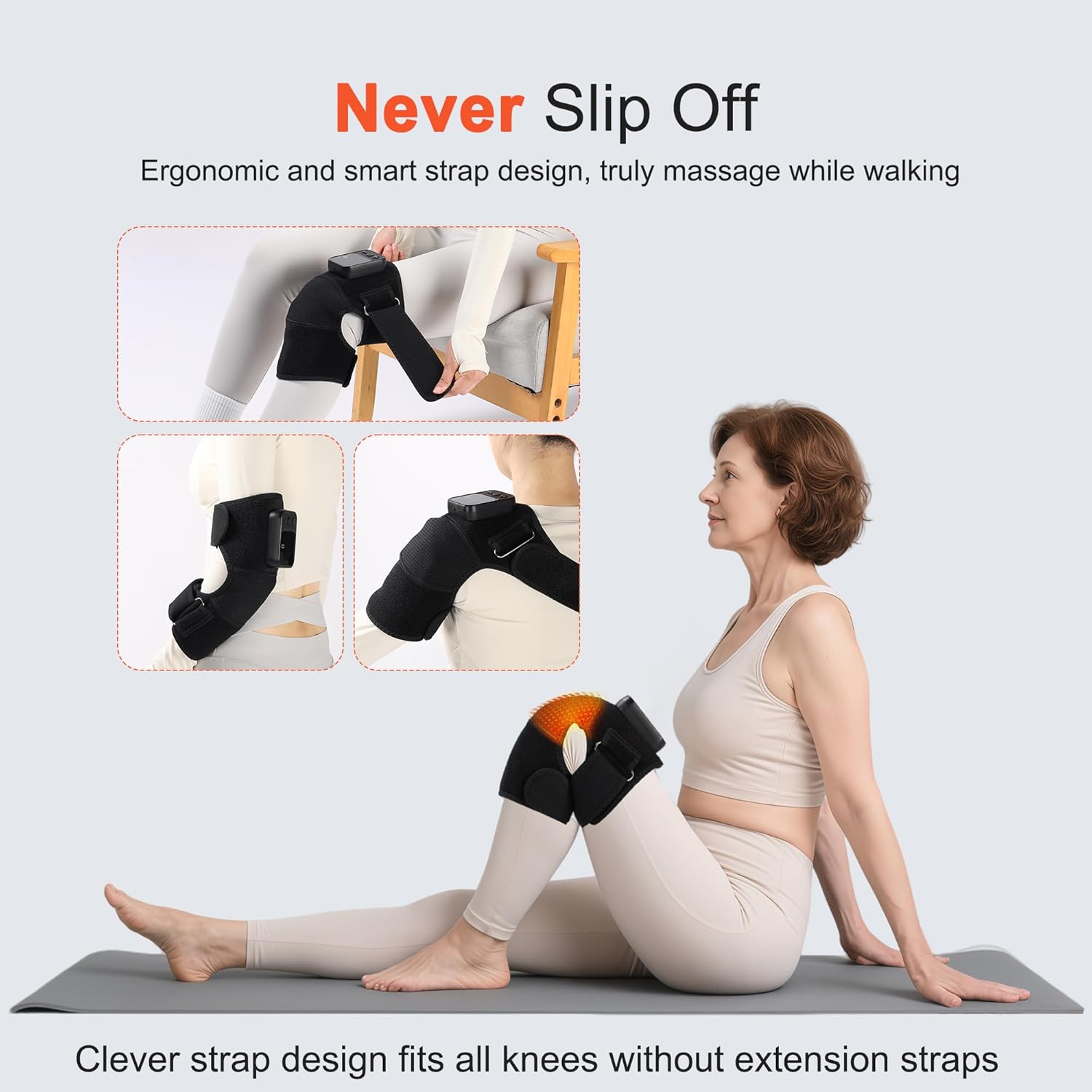 Knee Massager with Heat for Pain Relief V5.0[2026 Upgraded] - Electric Cordless Heated Knee Brace with 6 Heat Levels and 3 Vibration Massage Mode, for Men Women (Black, 2-Pack) - Image 10