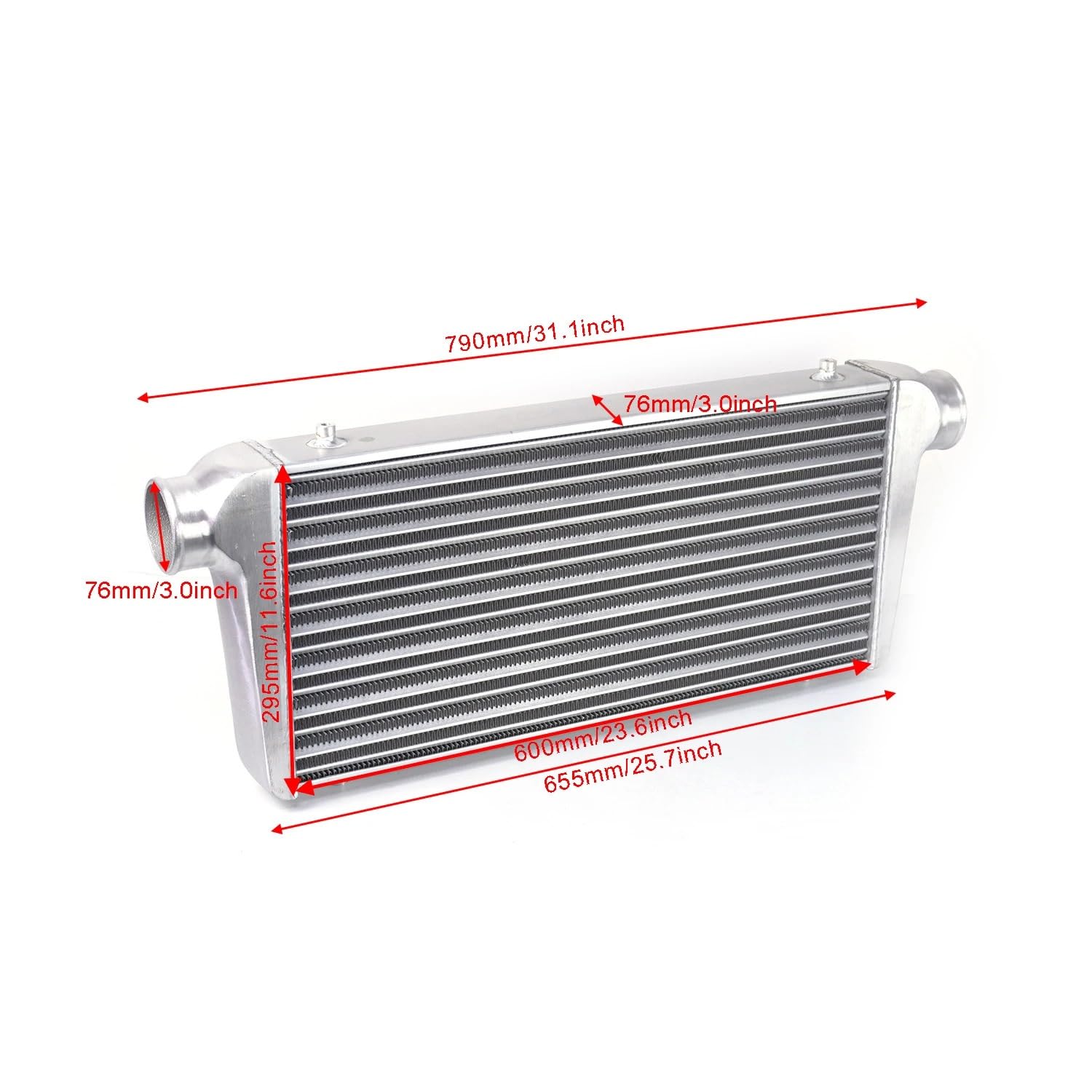 Intercooler samochodowy Chłodnica Intercoolera Samochodowego 600x300x76mm 76mm Wlot 3 Cale