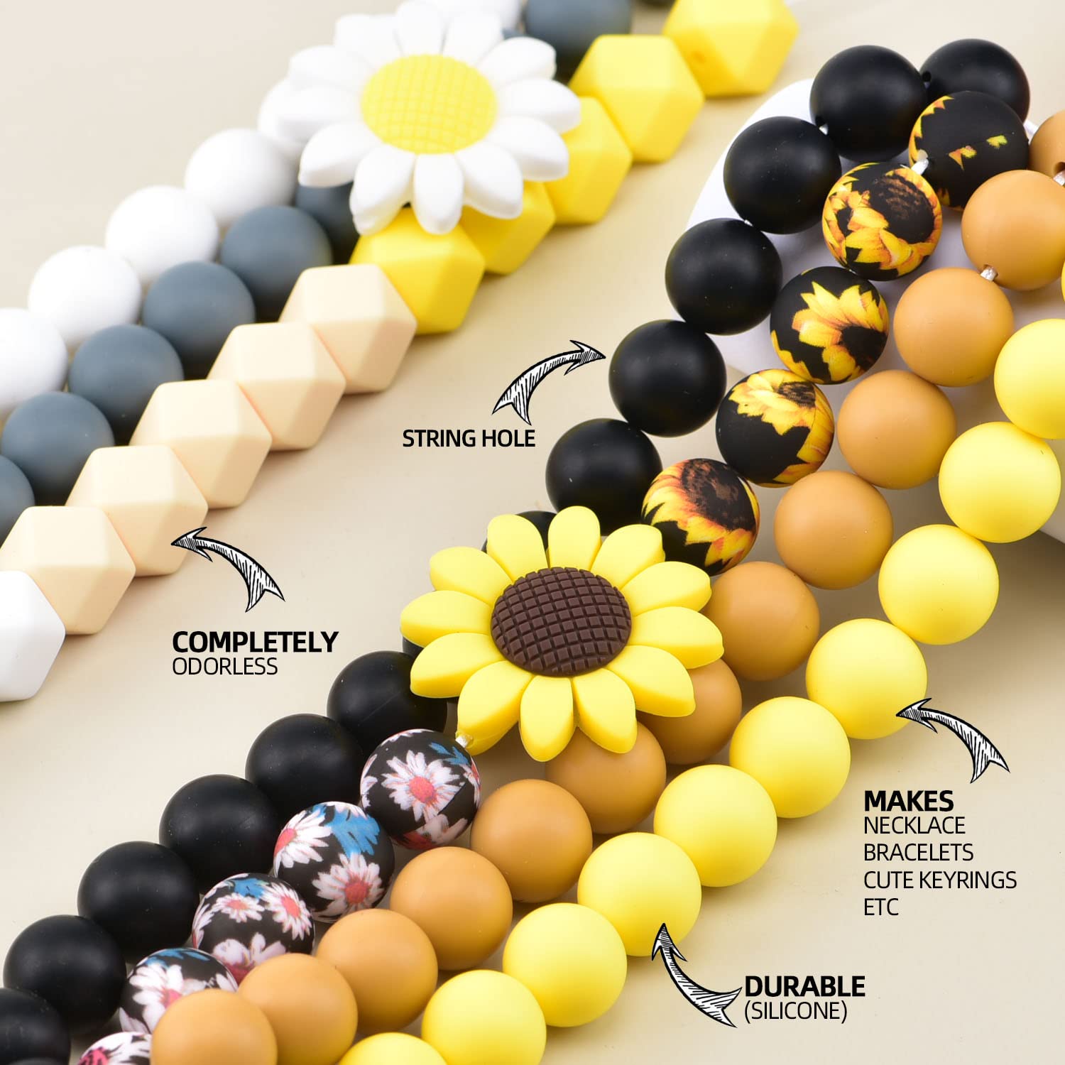 CZWZ 141pcs Perles Silicone Pour Kit De Fabrication De Porte