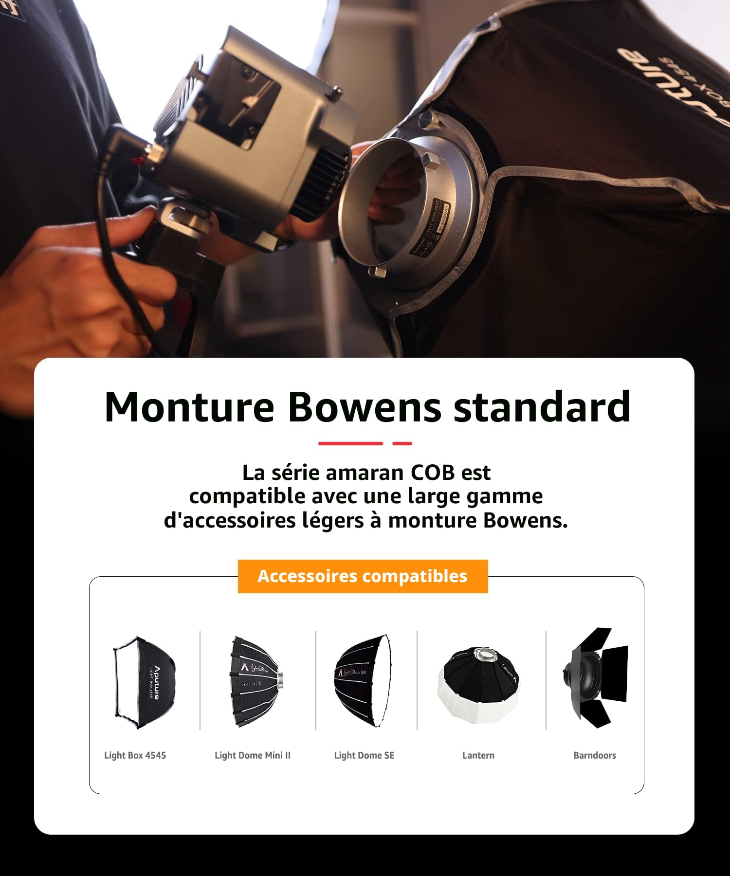 Amaran 60x S - Éclairage Continue LED pour Photographe, Studio - Monolampe Source Ponctuelle, 65W Bi-Couleur 2,700-6,500K Lumière Vidéo, Supporte Contrôle APP Bluetooth 5.0, Monture Bowens, Batterie