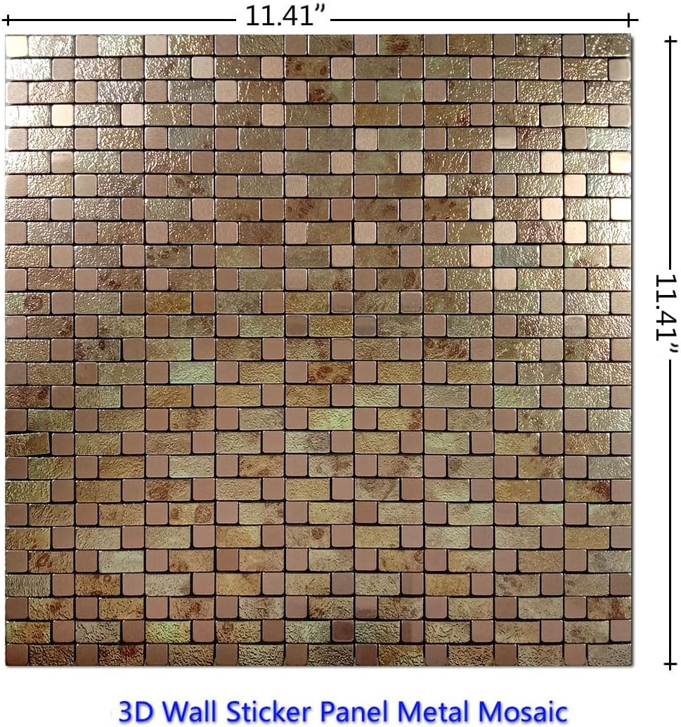 XUANINY Peel and Stick Backsplash Tiles, self-Adhesive Aluminum Mosaic Sticker for Kitchen Wall Decoration (11.41"x11.41"x5 Sheets) (5 Printed Yellow)