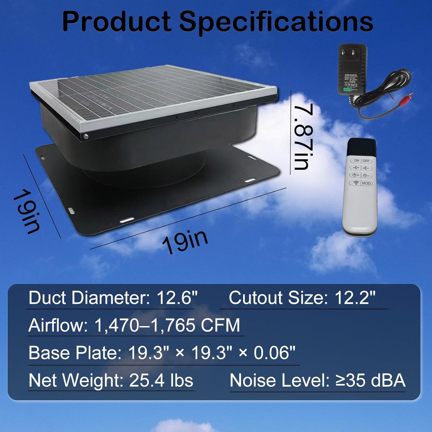 Solar Attic Fan, 40W With Thermostat Roof Exhaust Fan, Cool & Dehumidify up to 4000 ft² for Home,Attic,Garage,Container,Storehouse Intelligent shed ventilado