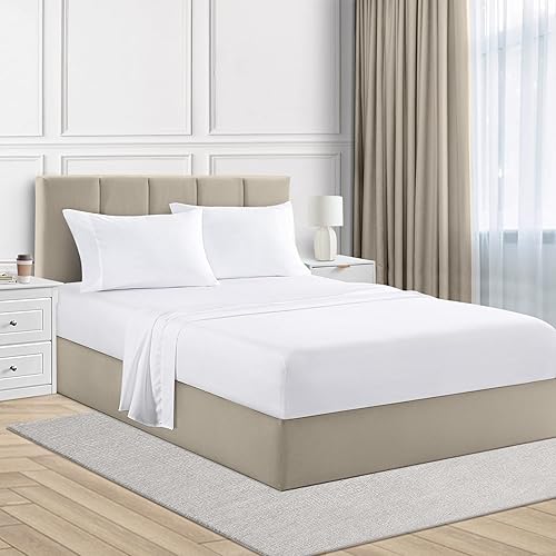 Decfair Juego de sábanas de 1000 hilos 100% algodón egipcio tamaño matrimonial, 4 piezas, algodón de fibra larga, tejido satinado, se adapta a