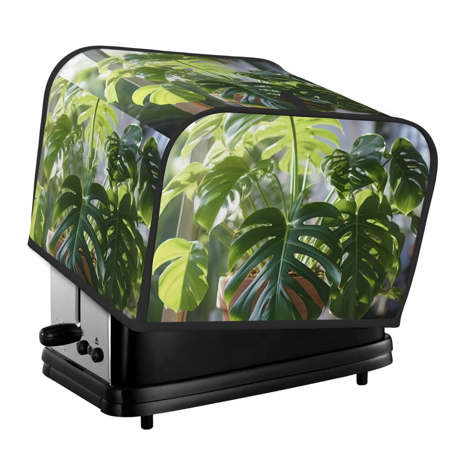 Monstera Deliciosa Banana Palm Print 4-Slice Toaster Cover Dustproof Waterproof Kitchen Appliance Protector For Bread