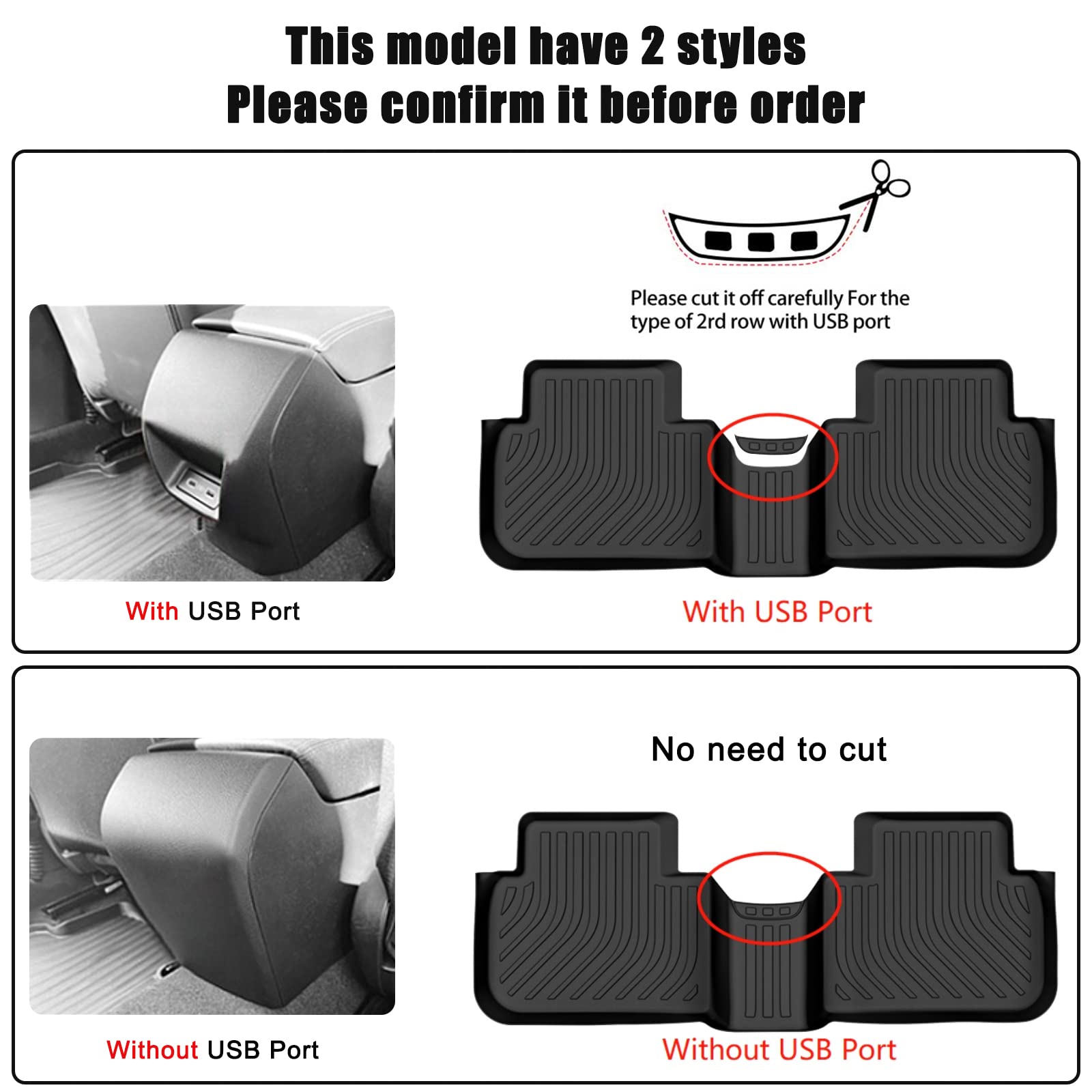 AUXKO All Weather Floor Mats for Honda Civic 2022-2025 2026 Sedan Hatchback Si Include Sport 2nd Row with — view 3