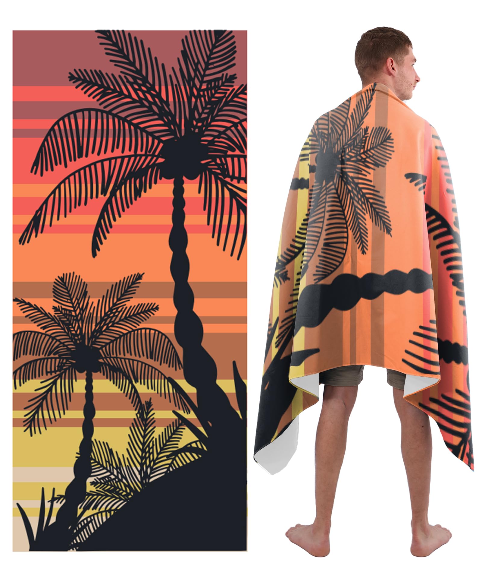 Style Slice Quick Dry Microfibre Beach Towel Palm Sunset 200x90cm