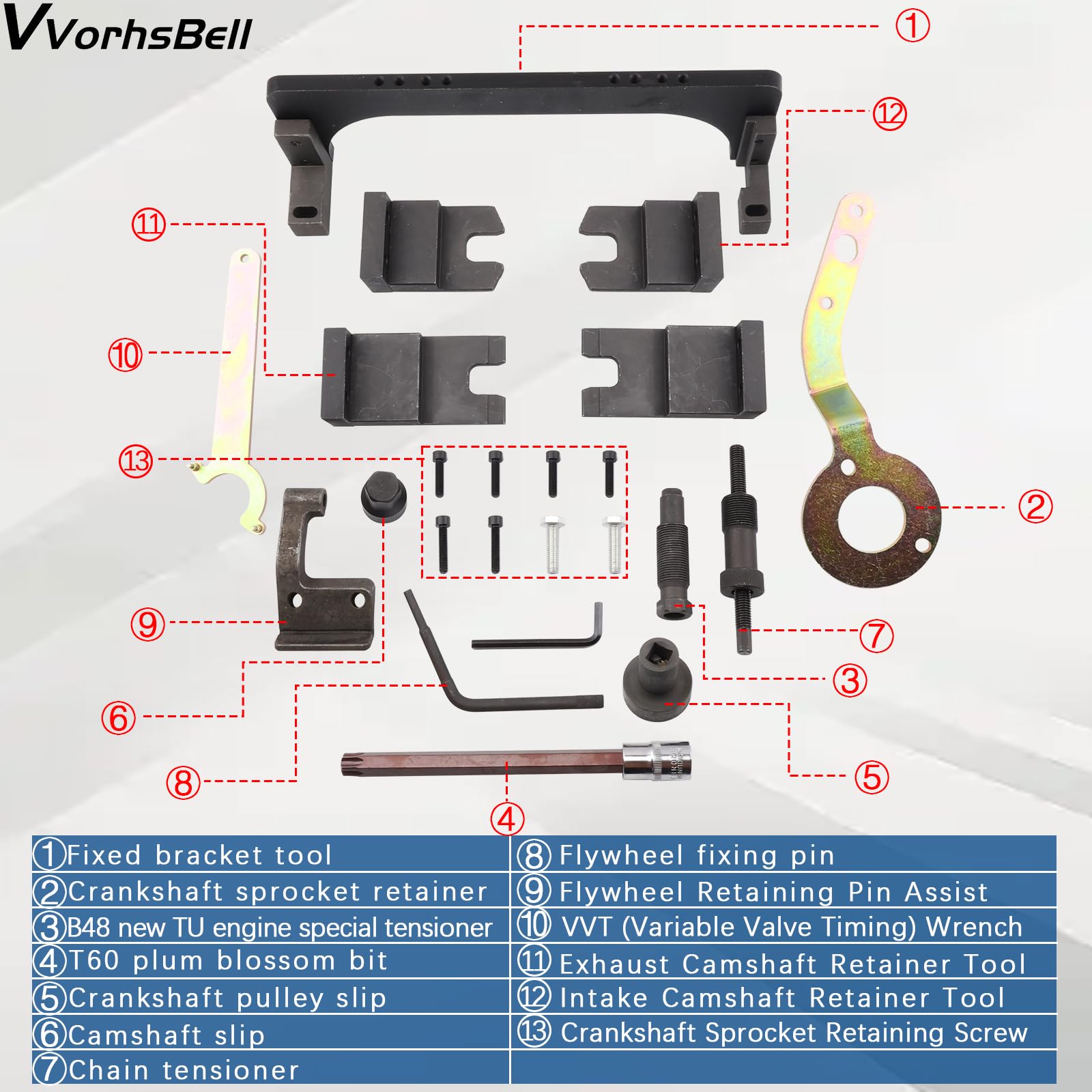 Kit d'outils de calage compatible avec BMW B38, B48, B58 - Ensemble d'outils de verrouillage d'arbre à cames - Série 3 - Série 5 - 2.0T - Outils de réparation de moteur - Outil de démontage