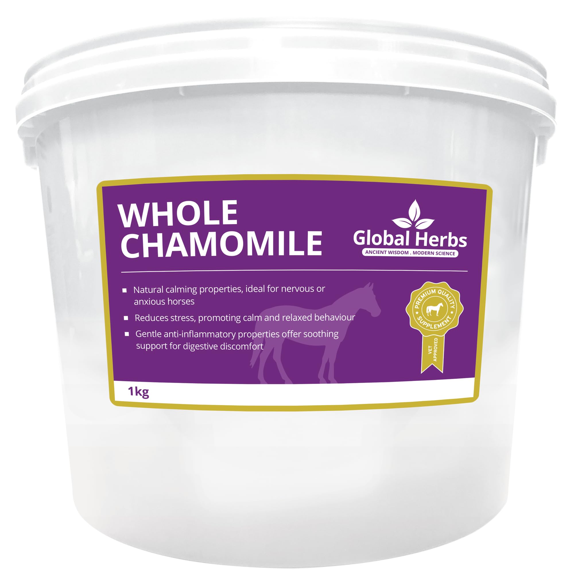 Global Herbs Whole Chamomile for Horses Gentle Calming & Digestive Support 1kg