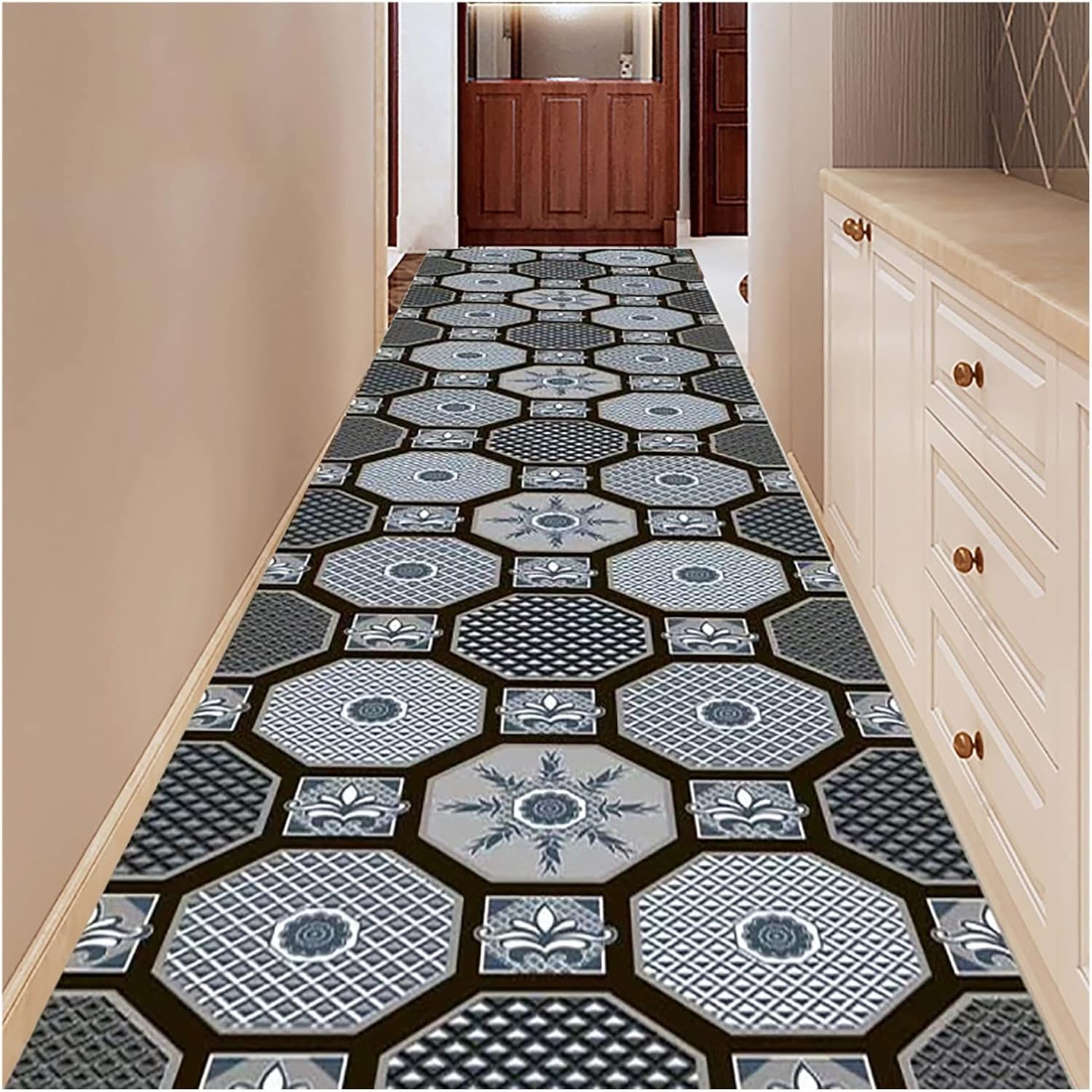 Japanese Style Gray Area Rugs Mat for Entrances Farmhouse