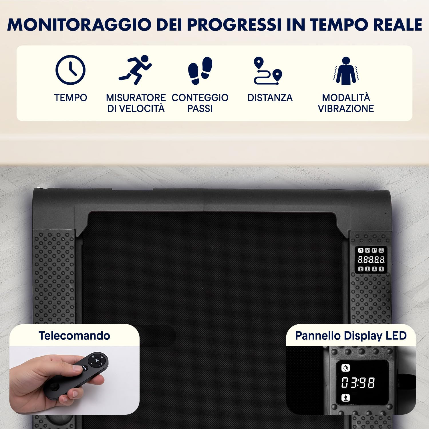 Squatz Tapis Roulant, Pieghevole, Tapis Roulant Salvaspazio, 2-in-1 Walking Pad con Vibrazione, Display LED, Nastro Antiscivolo, Motore Silenzioso 750W per Casa e Ufficio