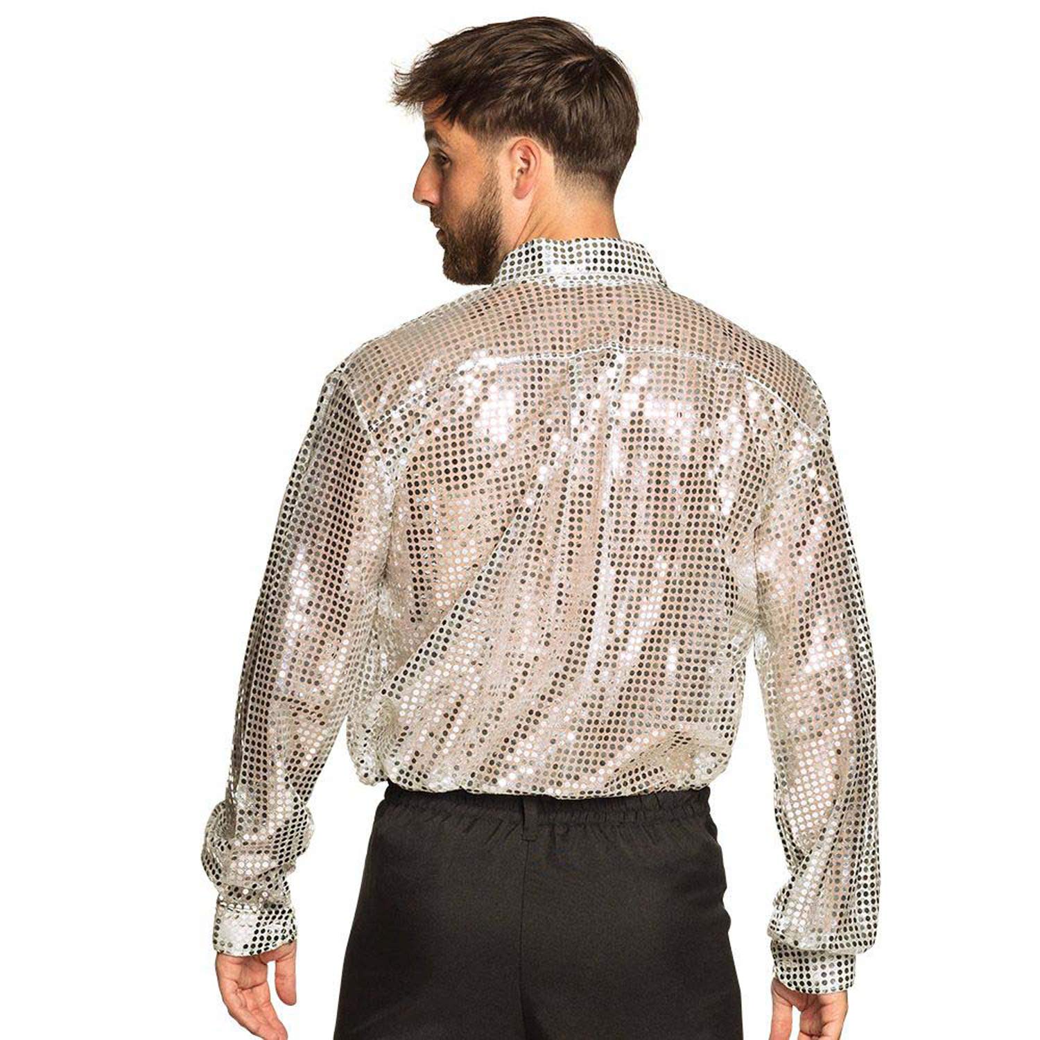 Boland - Koszula disco, srebrne cekiny, koszula męska, koszula disco, karnawał, bal przebierańców, Halloween, impreza tematyczna, lata 70-te, JGA