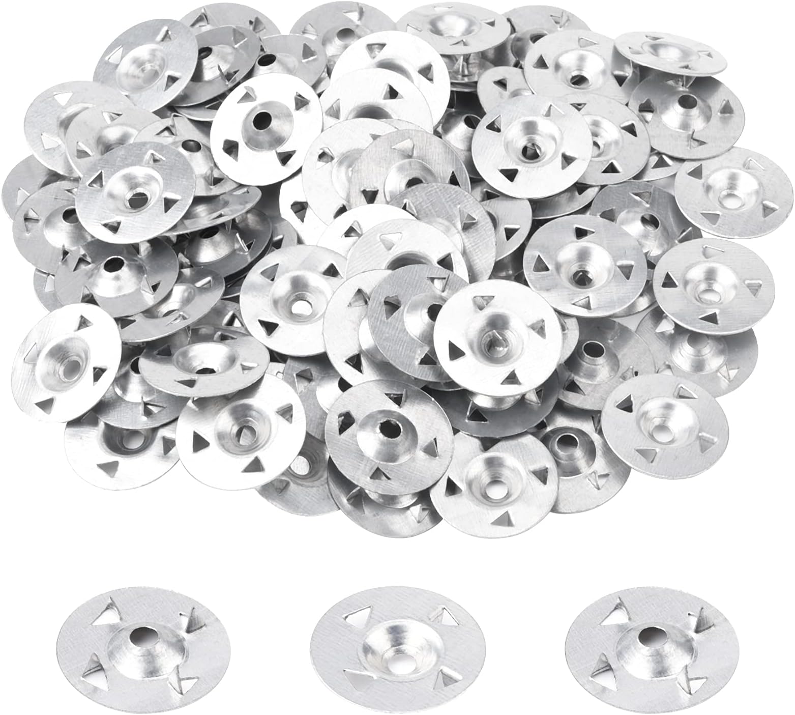 Fuyamp 200pcs Easy Fix Washers 4-Claw Washers Nail Gaskets for Gypsum Board Extruded Plate Insulation Thermoboard Fixed Backer Boards, 28mm Diameter