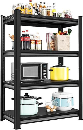 Estantes de garaje utilitarios resistentes 36 '' W 1,400 Lbs Acero Metal Estantería ajustable Almacenamiento Industrial Rack Unidades 4 Tier Negro
