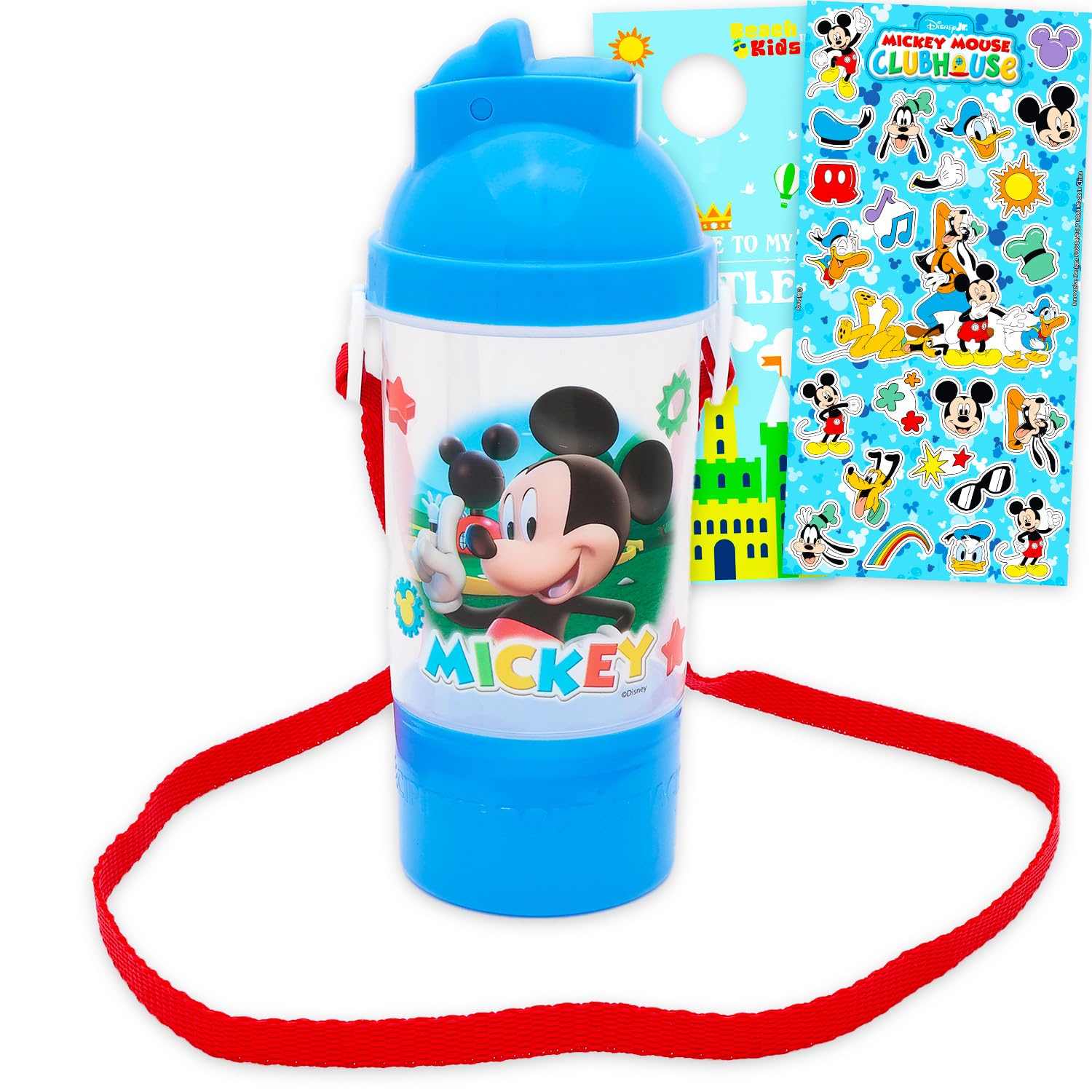 Disney Mickey Mouse Snack and Sip Water Bottle Set - Bundle with 13 5 oz Mickey Water Bottle