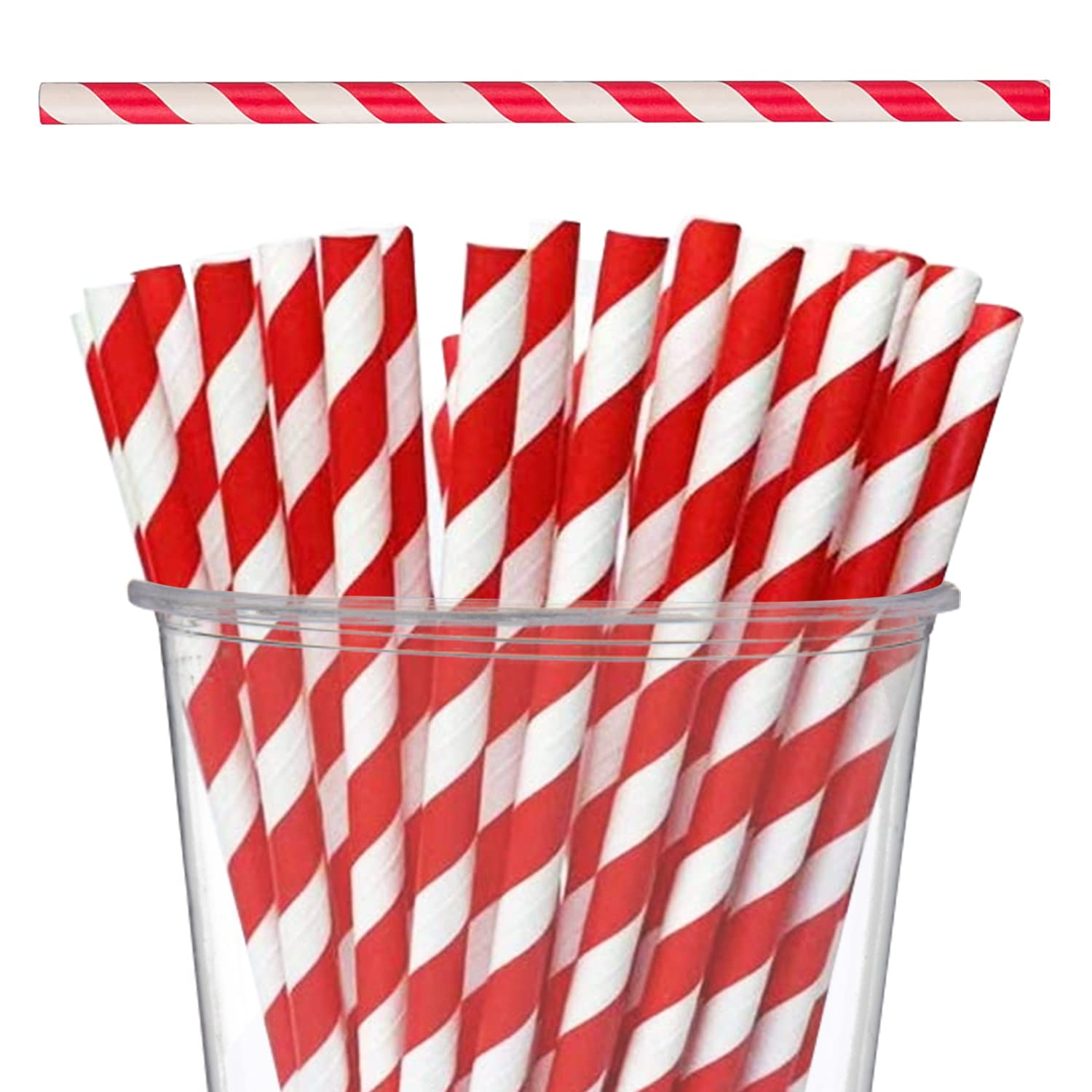 Neel Blue Paper Drinking Straws [750 Pack] Disposable Straws - Red & White Striped Straws, Party Straws Cocktail Decorations for Birthday Wedding Christmas Party DIY Decoration