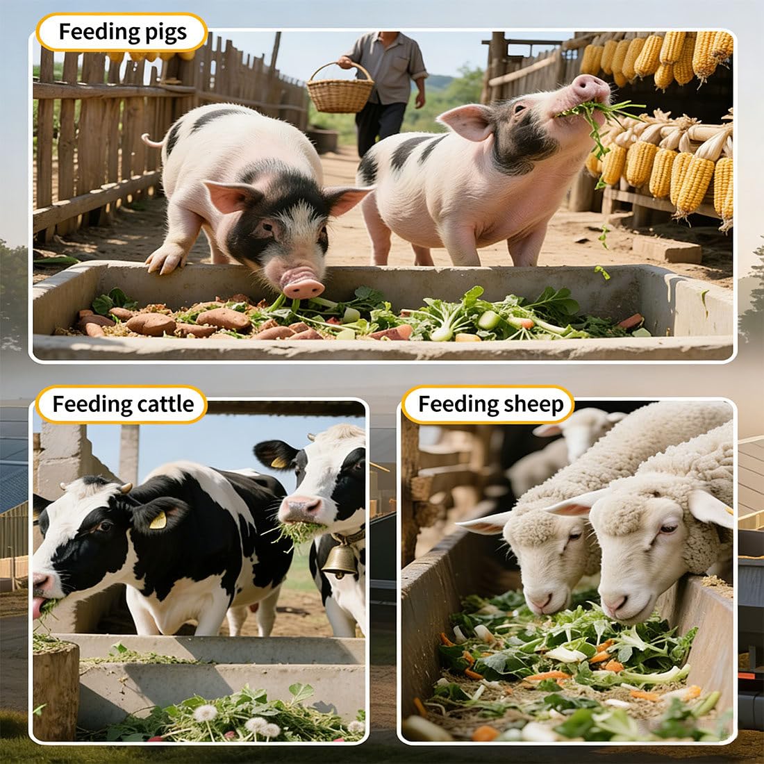 Biotrituratore Elettrico per Foraggio, Processore di Alimentazione per Pollame, Lame a Doppio Strato, Corpo in Acciaio Inossidabile 201, Prodotto 50-100 kg/H, per Aziende Agricole