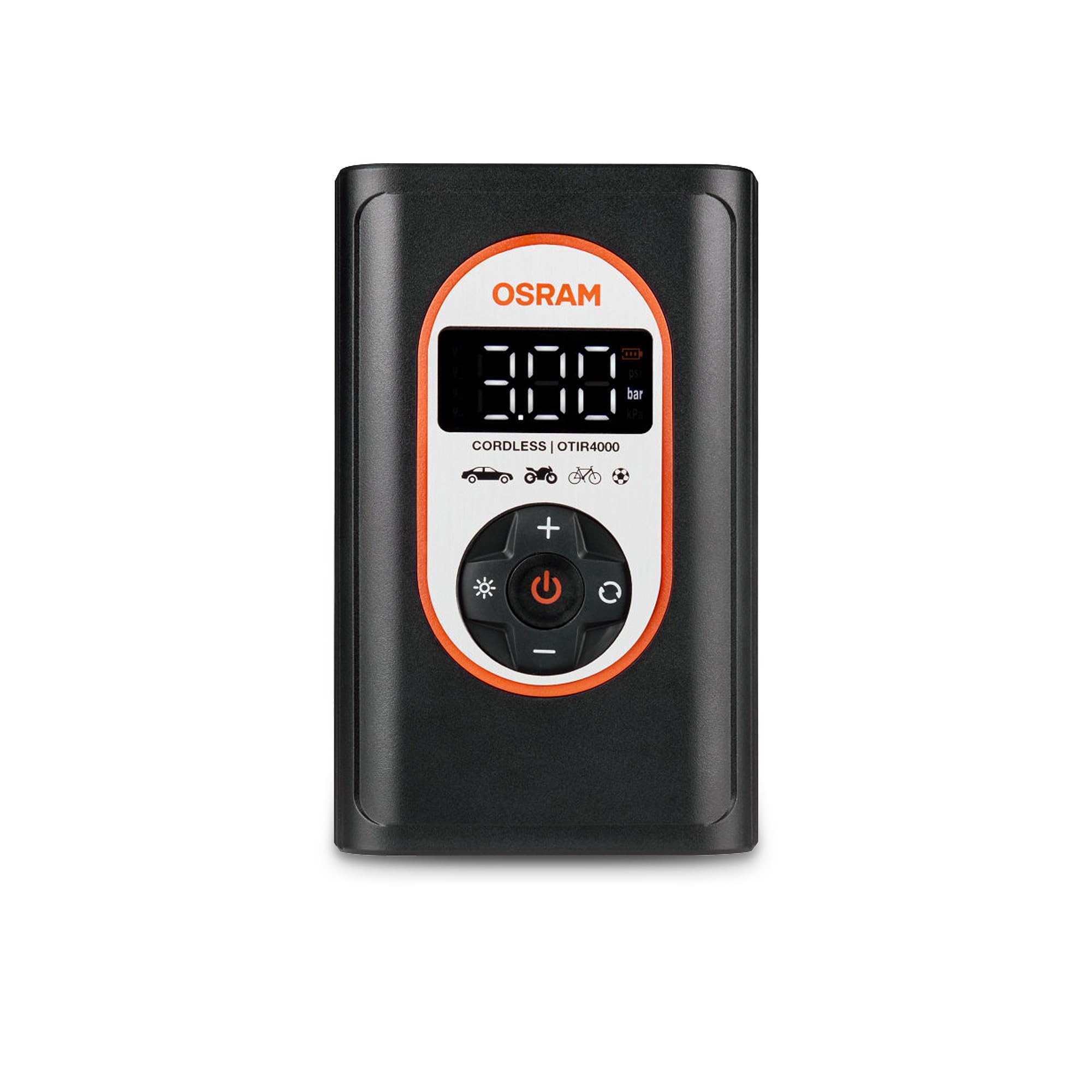OSRAM TYREinflate 4000 Gonfleur de Pneu sans Fil Rechargeable Compresseur d'air numérique programmable avec arrêt Automatique et gonflage des pneus à lumière LED en 3,5 Minutes | d'air numérique programmable avec arrêt Automatique et gonflage des pneus à