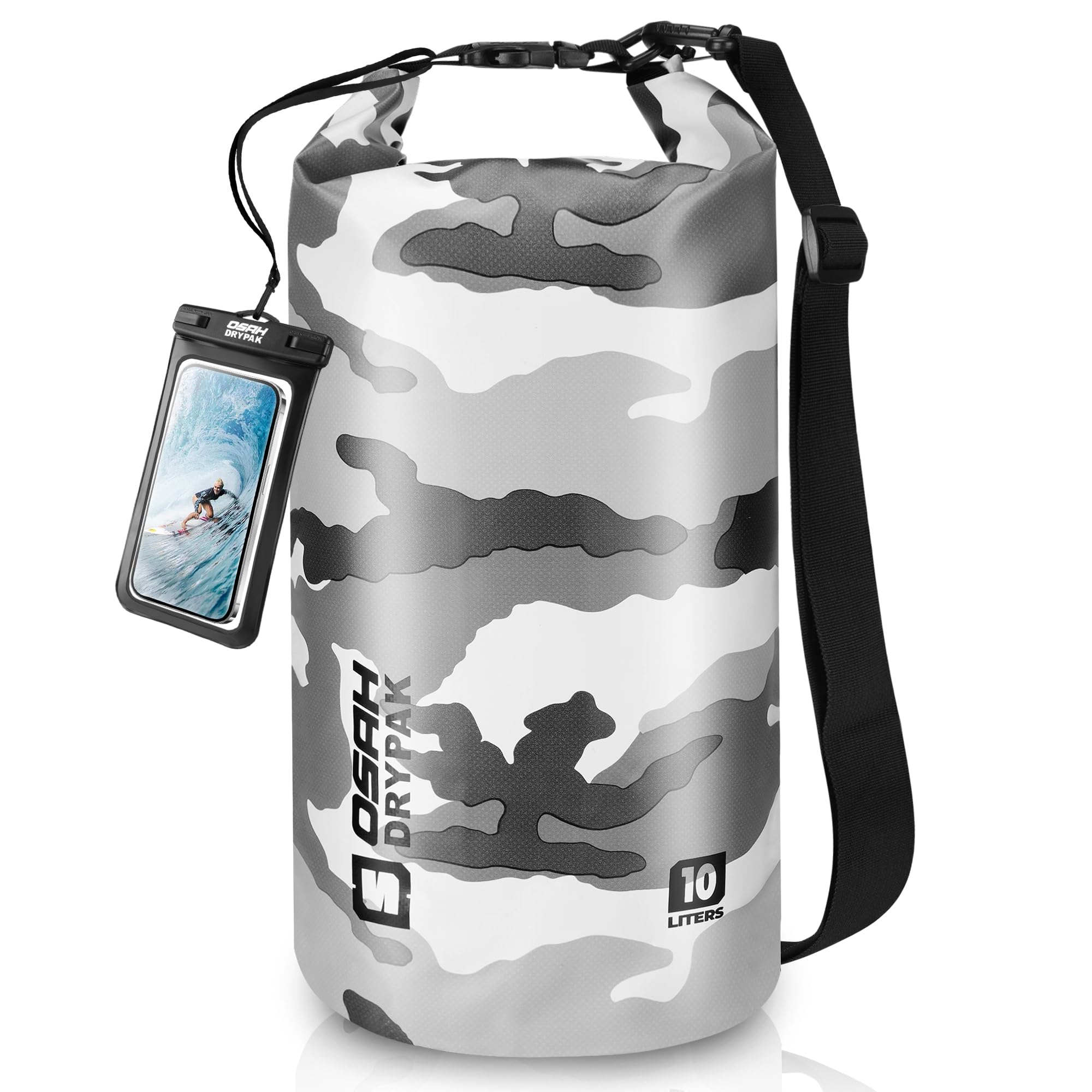 OSAH DRYPAK Dry Bag wasserdichte Tasche 5L/10L/20L/30L/40L Drybag Rucksack Wasserdicht Beutel mit Schultergurt und Wasserfester Handyhülle für Wassersport, Kajakfahren, Bootfahren, Camping