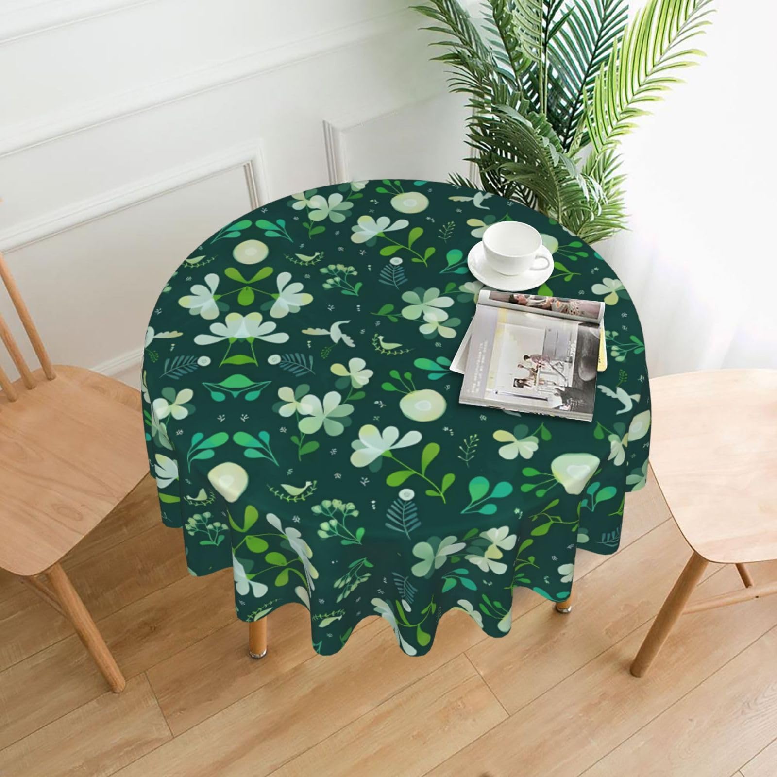 YYHWHJDE Grass and dove Prints Round Decorative Tablecloth 60in - High-Grade Polyester Throw for Elegant Dining & Festive Gatherings