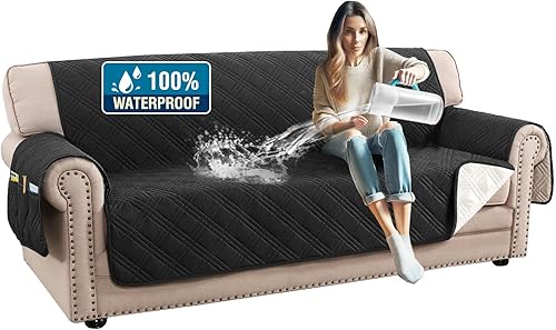 Miniatura 48 de H.VERSAILTEX Fundas de sofá 100% impermeables para mascotas, fundas deslizantes modernas para sofás/sofás, funda de sofá gruesa y suave lavable