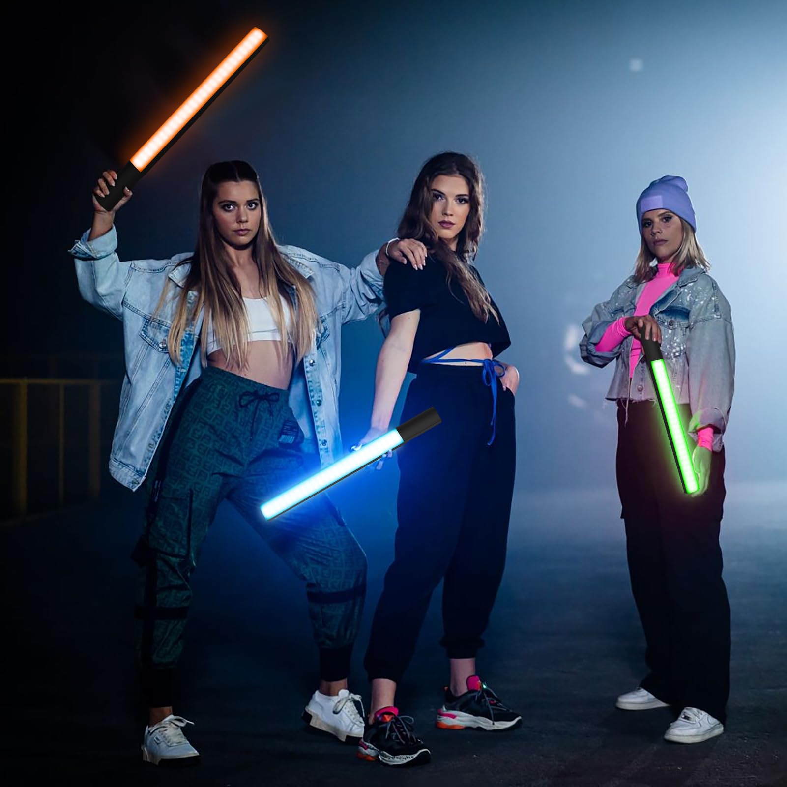 Obeamiu Kit di 2 bacchette luminose RGB per fotografia, dimmerabili, 2500-8500 K, con batteria da 8000 mAh, barra luminosa da studio con borsa per il trasporto per registrazione video, fotografia,
