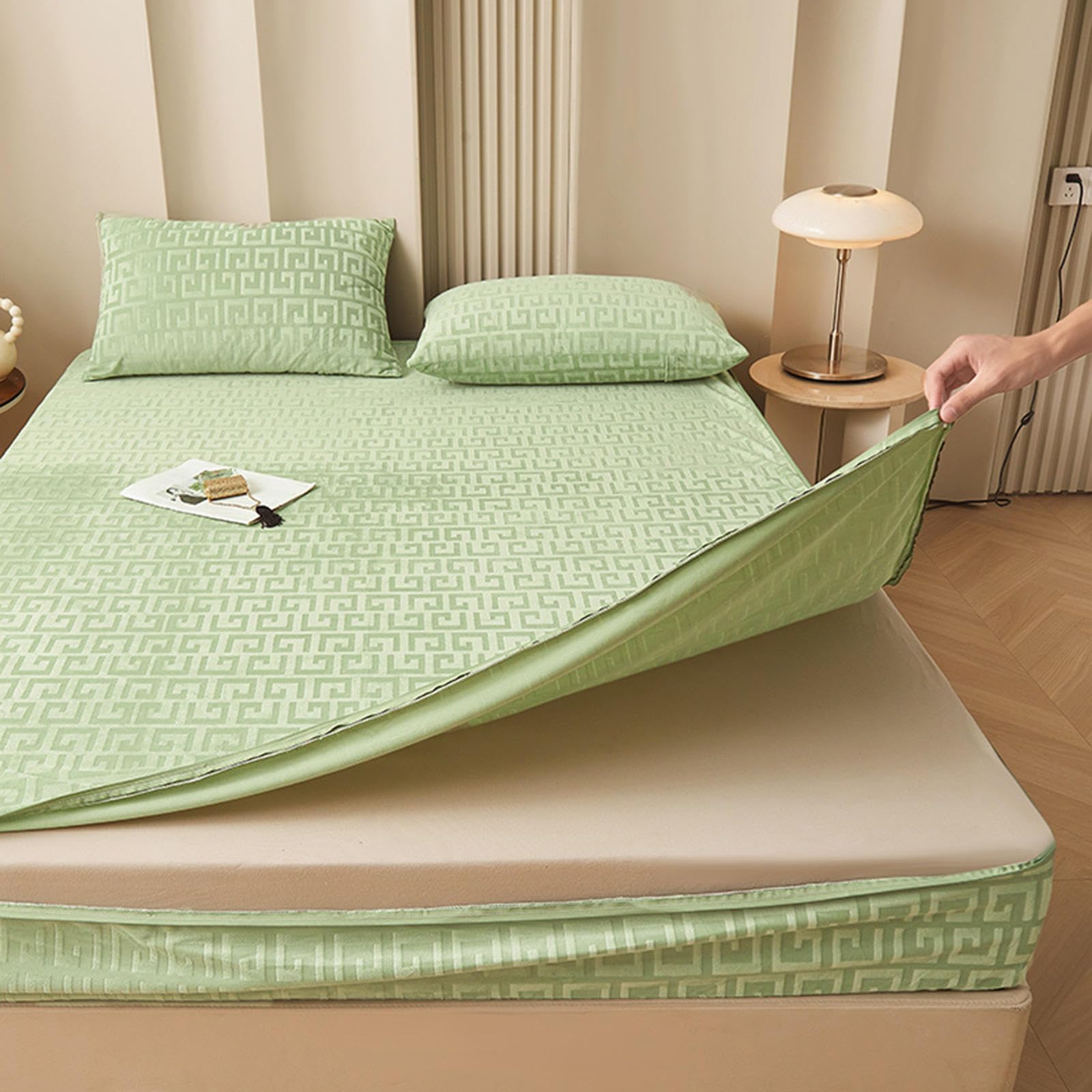 Sábana bajera ajustable de invierno de felpa de 160 x 190/200 cm, funda de colchón personalizable con cremallera, protector de colchón impermeable para cama individual, color rosa, 135 x 200 + 10 cm