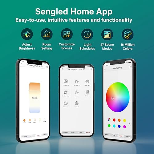Miniatura 3 de Sengled Envisual - Luces LED de TV compatible con sincronización de TV fuera de línea retroiluminación LED de TV con cámara para televisores de 70 a