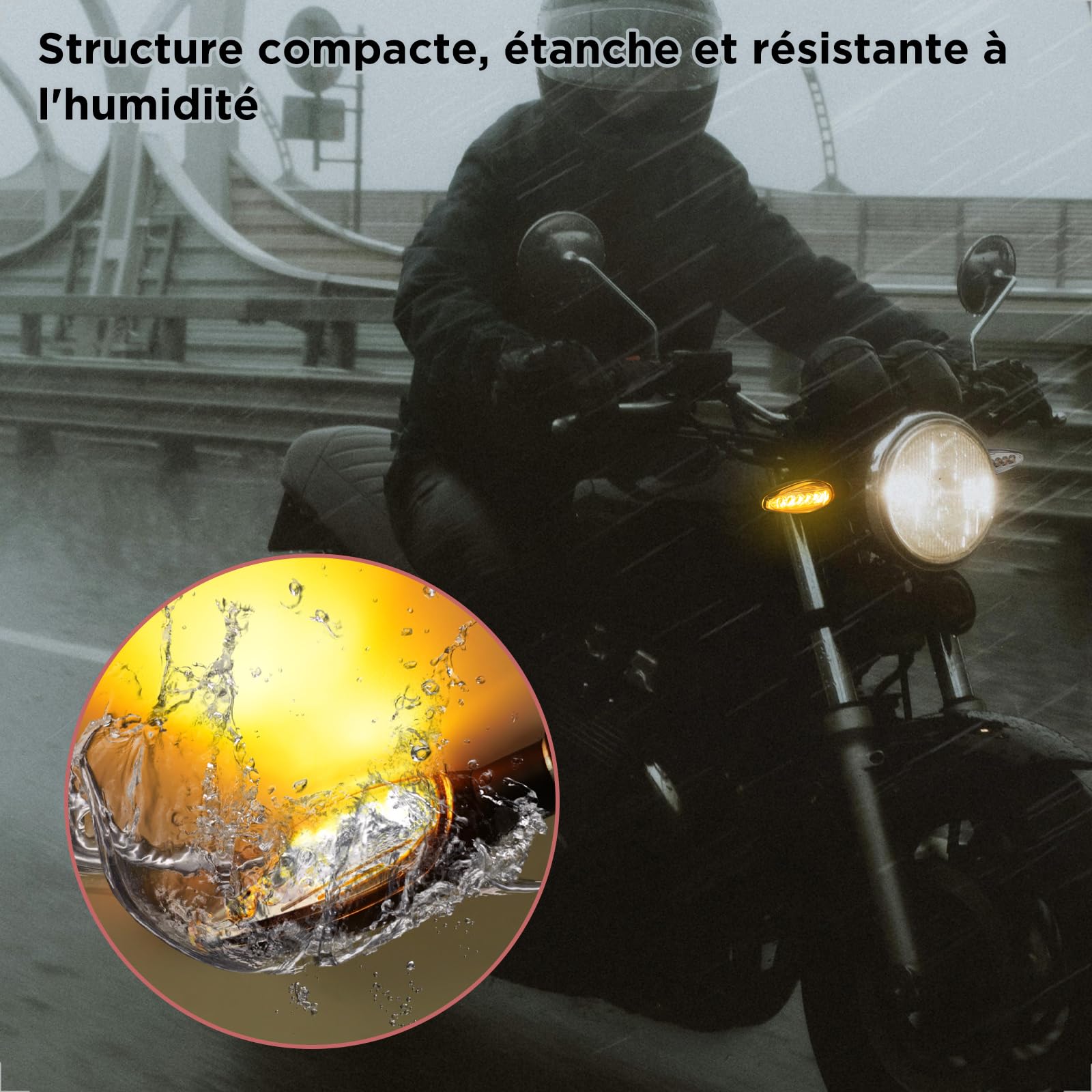 evermotor Universal 12v 4 Pièces E32 LED Clignotants, Effet Course Moto Coque Aluminium Universal Quad Atv Clignotants Moto Ip67 Étanche E Testé
